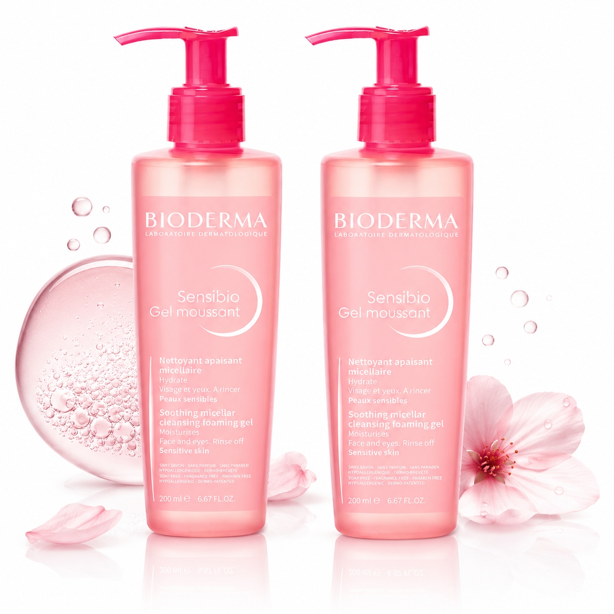 Bioderma Sensibio Zestaw 2x200ml Żelu Micelarnego Do Twarzy Skóra Wrażliwa