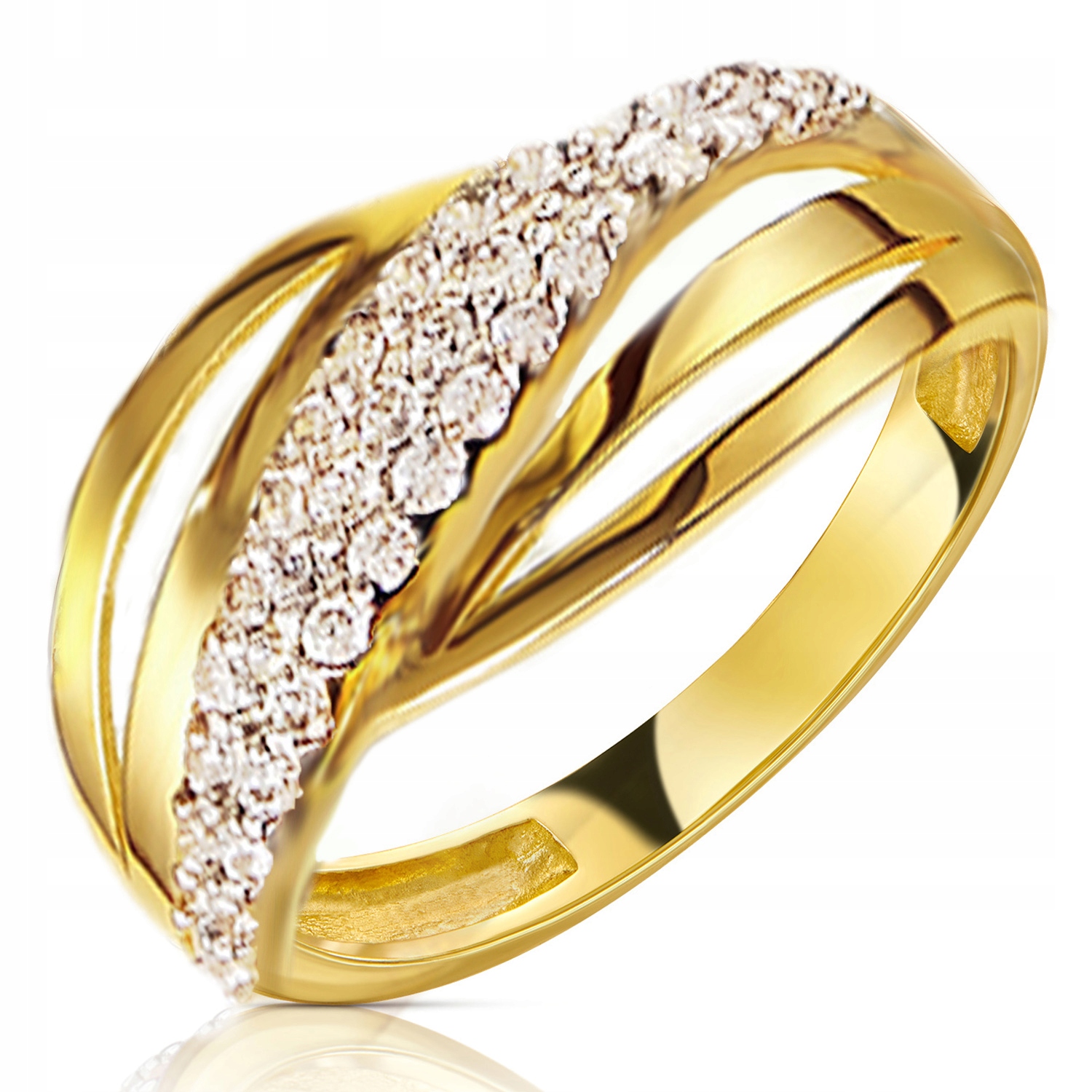 Złoty Pierścionek Zaręczynowy 585 14K Cyrkonia r22