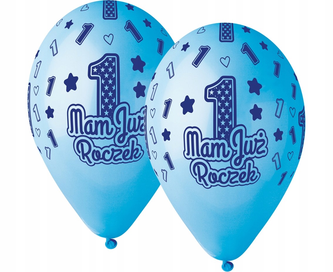 Balony Cyfra 1, MAM JUŻ ROCZEK, niebieskie   33 cm   5 szt.   GS120/MJRN — 2