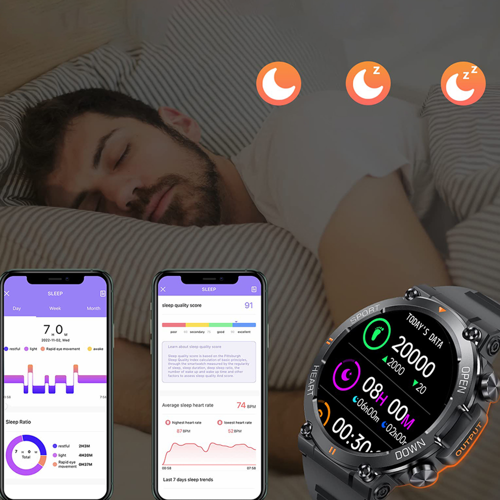 SMARTWATCH ZEGAREK MĘSKI WODOODPORNY SPORTOWY BT 5.0 Model SMART WATCH