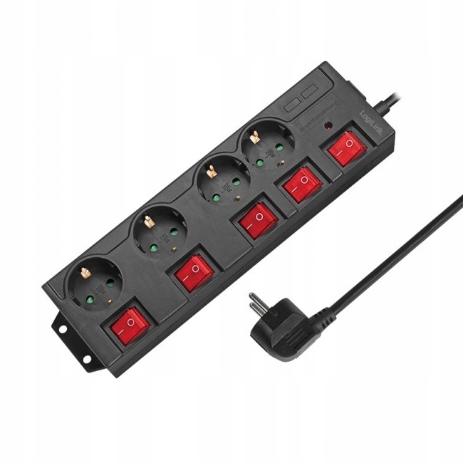 Przedłużacz listwa LogiLink 4 gniazda 1.5m czarny