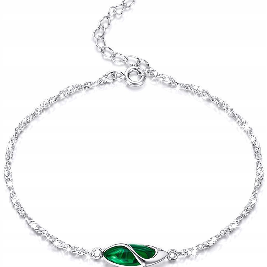 Stříbrný náramek celebrity dámský módní malachit stříbro o ryzosti 925