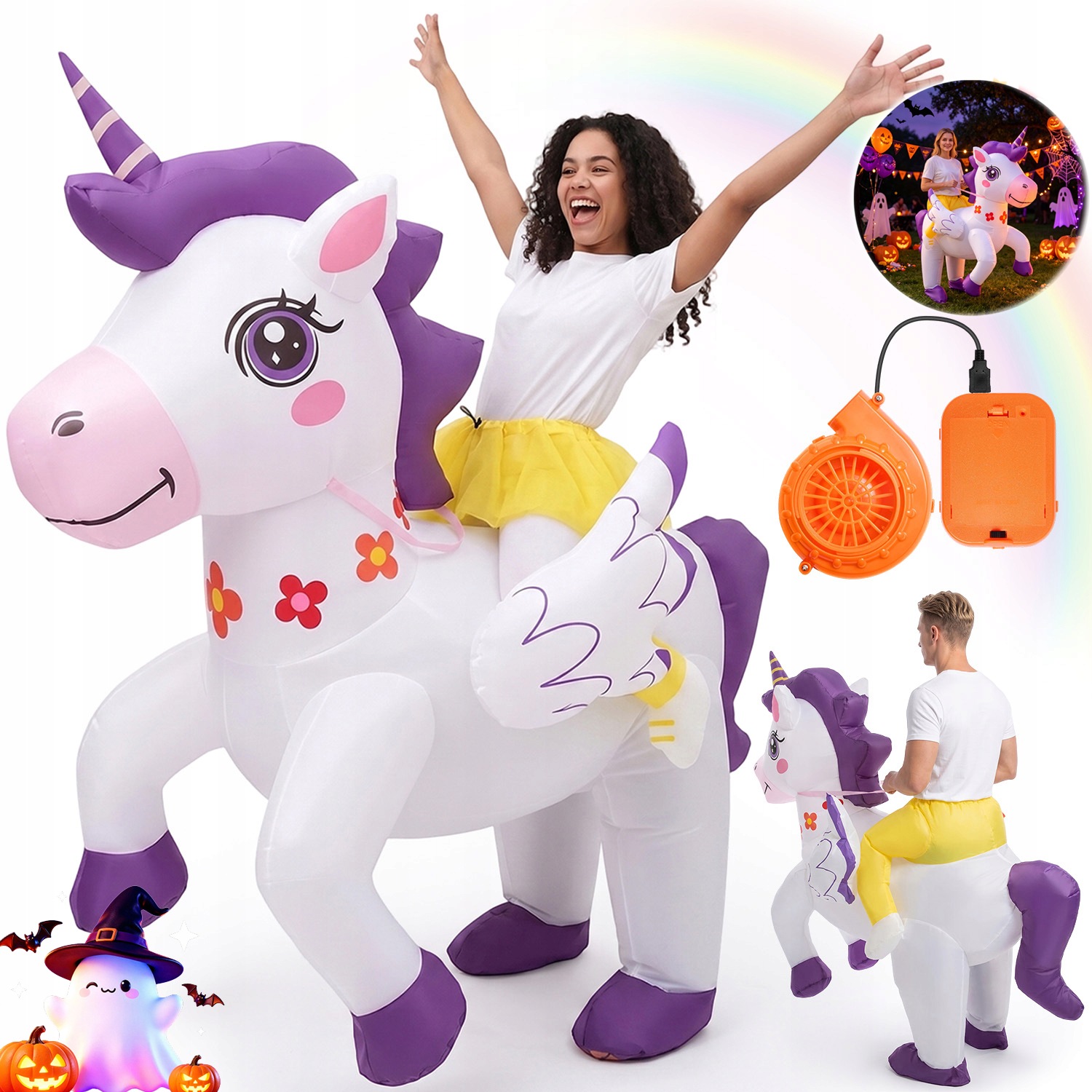 Kostým Nafukovací Jednorožec Převlek Halloween Cosplay 160-190