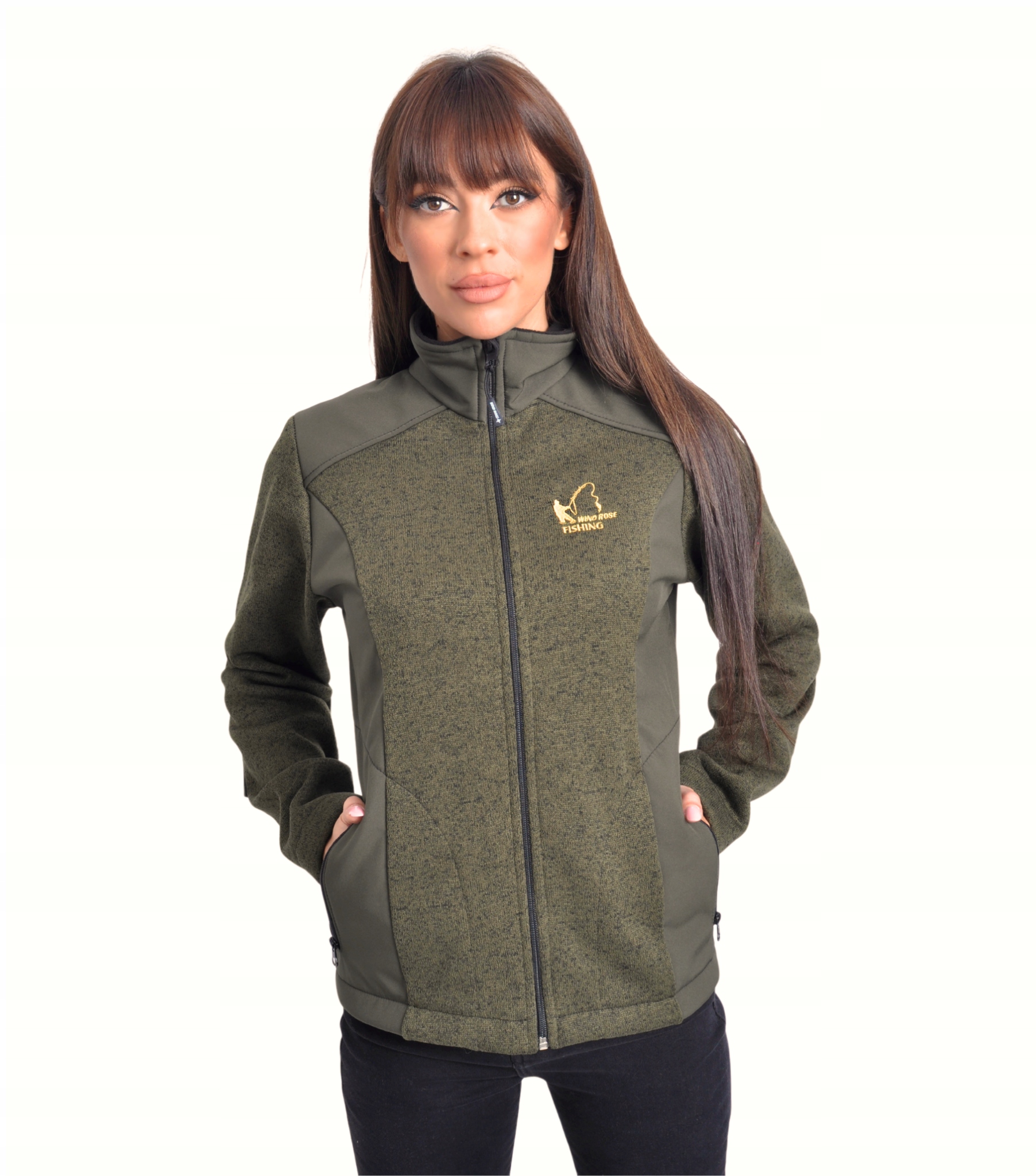 Dámská Mikina Softshell Pletenina Olivová/khaki XL