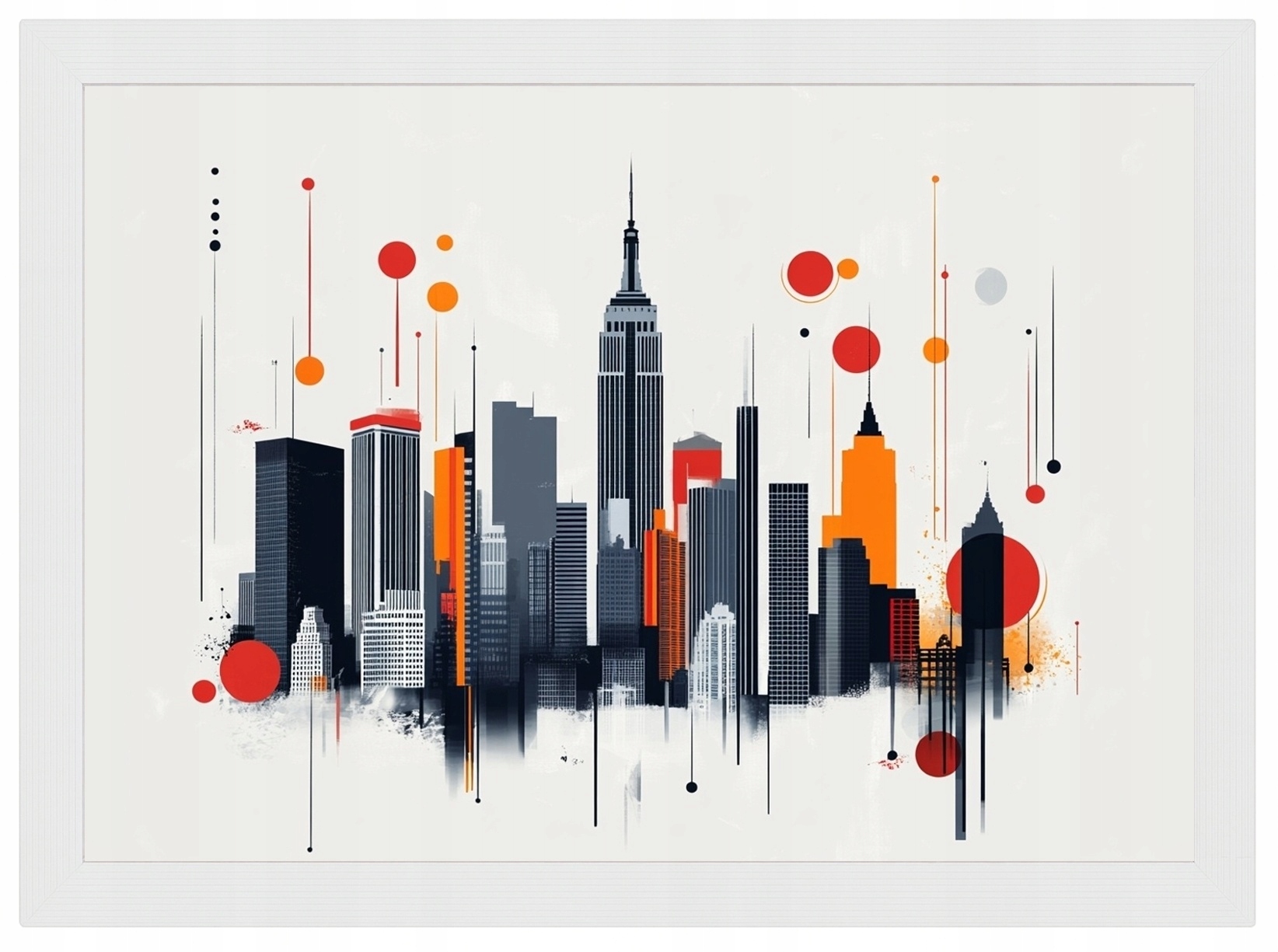 Plakát Rámeček Dřevo Grafika Město Panorama New York Manhattan 100x70