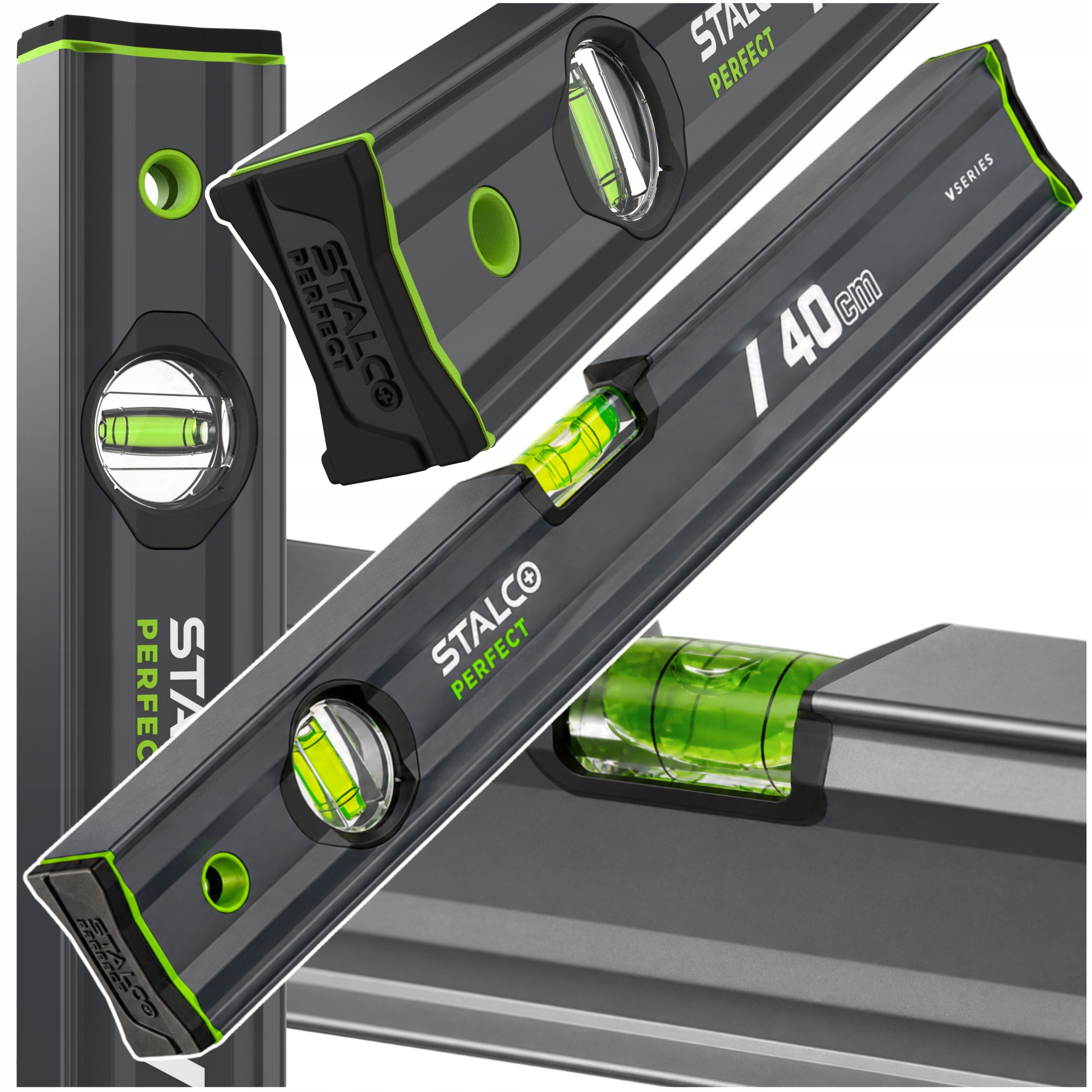 Hliníková vodováha 40 cm Antracit Vodováha Stalco Vseries S010265511