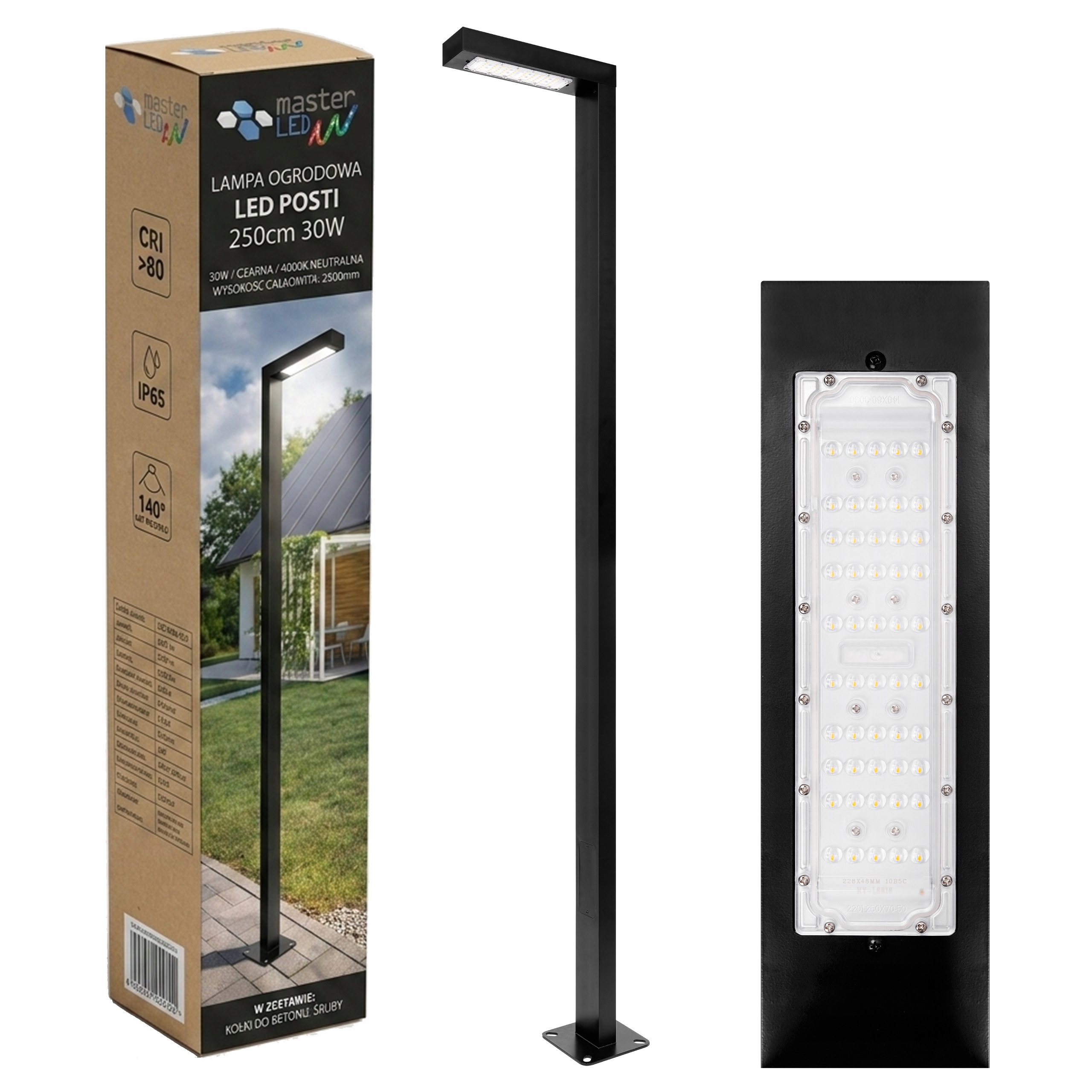 Lampa Ogrodowa Led stojąca słupek Słup Latarnia 250cm zewnętrzna 4000K