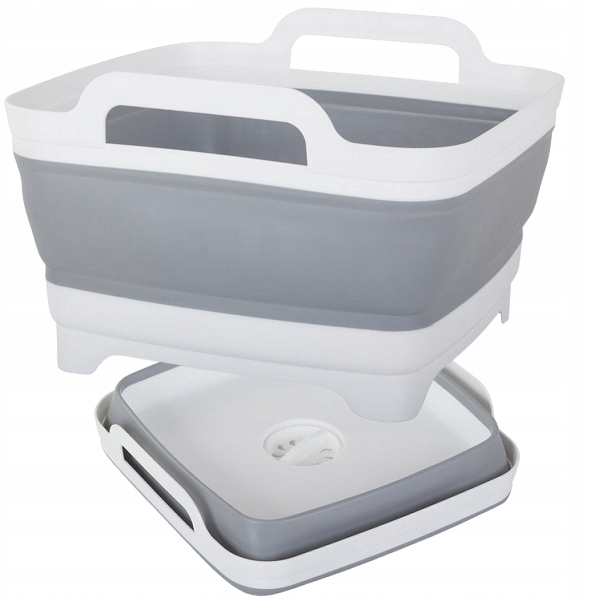 MISKA SKŁADANA SILIKONOWA Z ODPŁYWEM ZLEW KOSZ Z KORKIEM ODPŁYW 8L