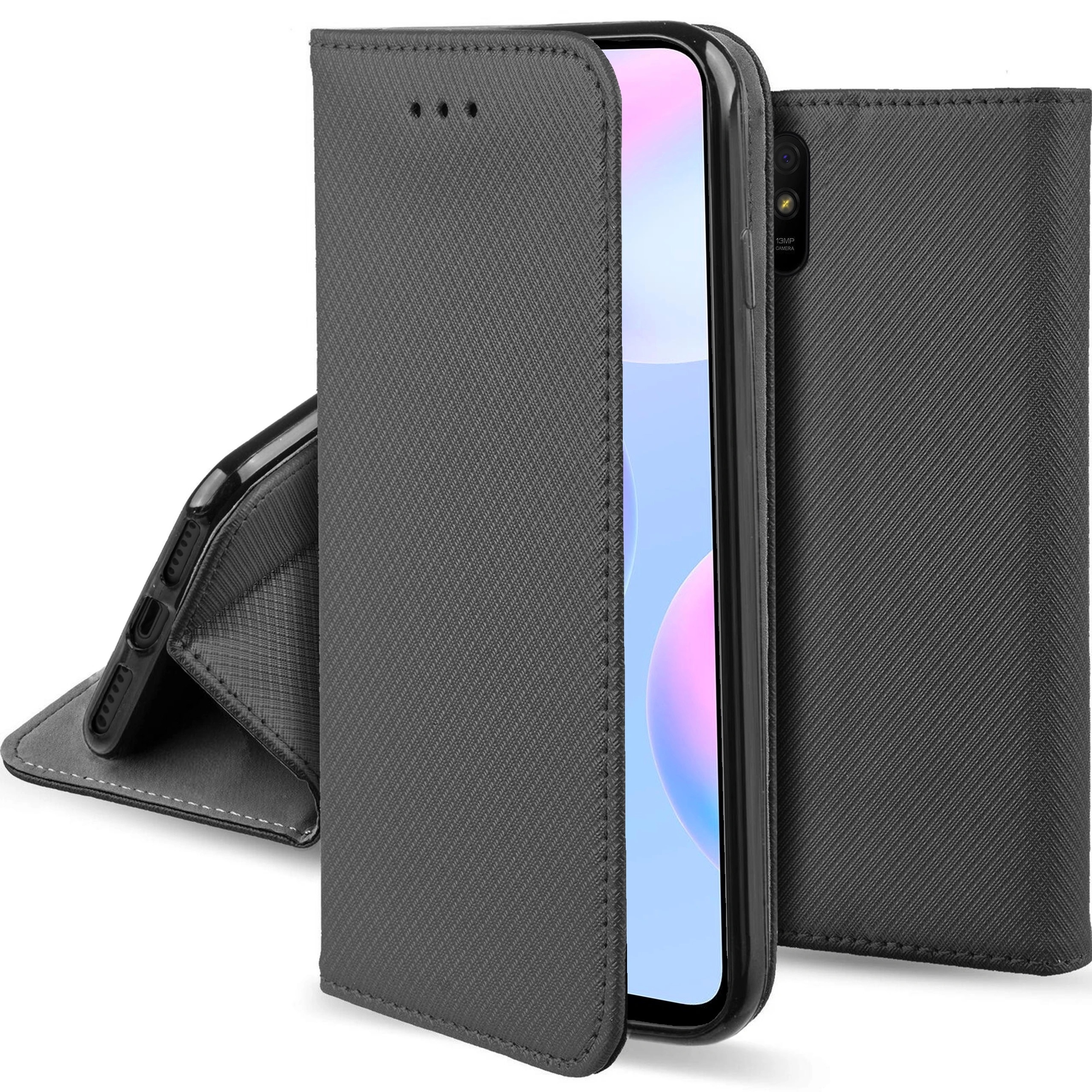 ETUI SMART MAGNET + SZKŁO 9H do Xiaomi Redmi 9A Dedykowany model XIAOMI REDMI 9A / XIAOMI REDMI 9AT / XIAOMI REDMI 9i