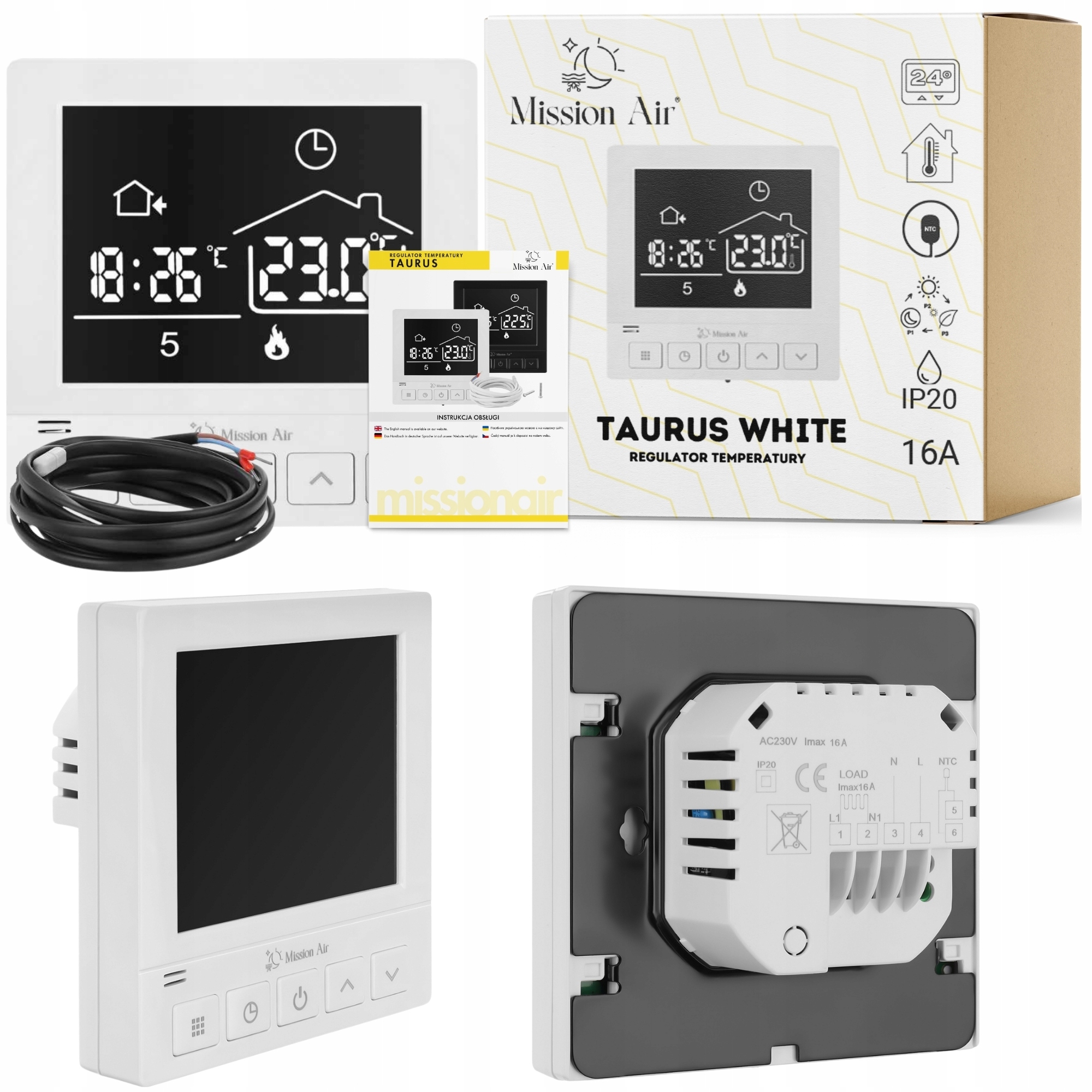 Pokojový regulátor teploty Termostat Programovatelný regulátor Taurus