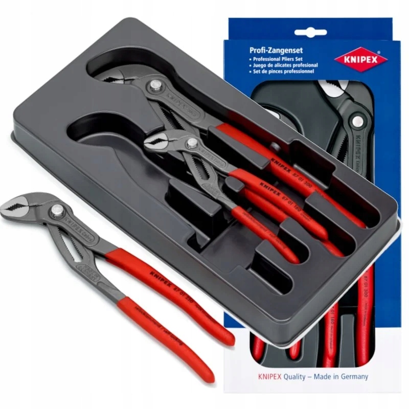 Zestaw szczypiec do rur Cobra 180, 250, 300 mm Knipex (002009V02)
