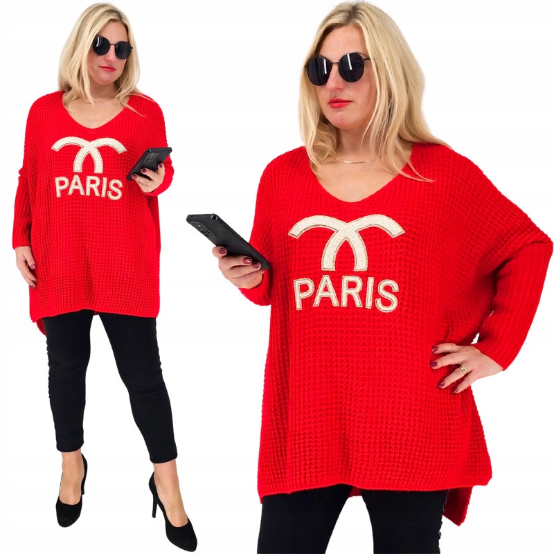 Originální Módní Oversizový Volný Dámský Svetr Plus Size 46 48 50 52