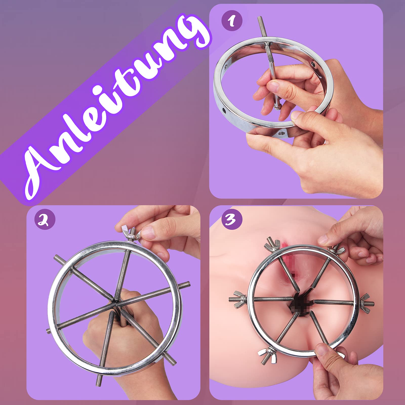 METALL Analny Expander Dilatator Speculum Fetysz BDSM Dla Mężczyzn i Kobiet — miniatura 3