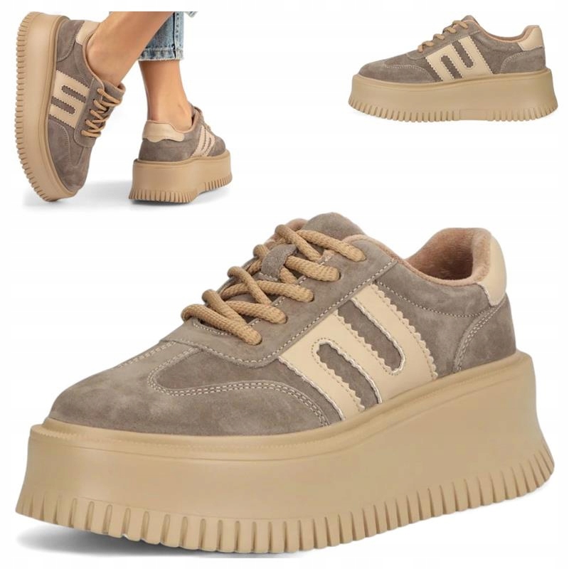 Półbuty Damskie Skórzane 39 Filippo Sneakersy Sportowe Platforma