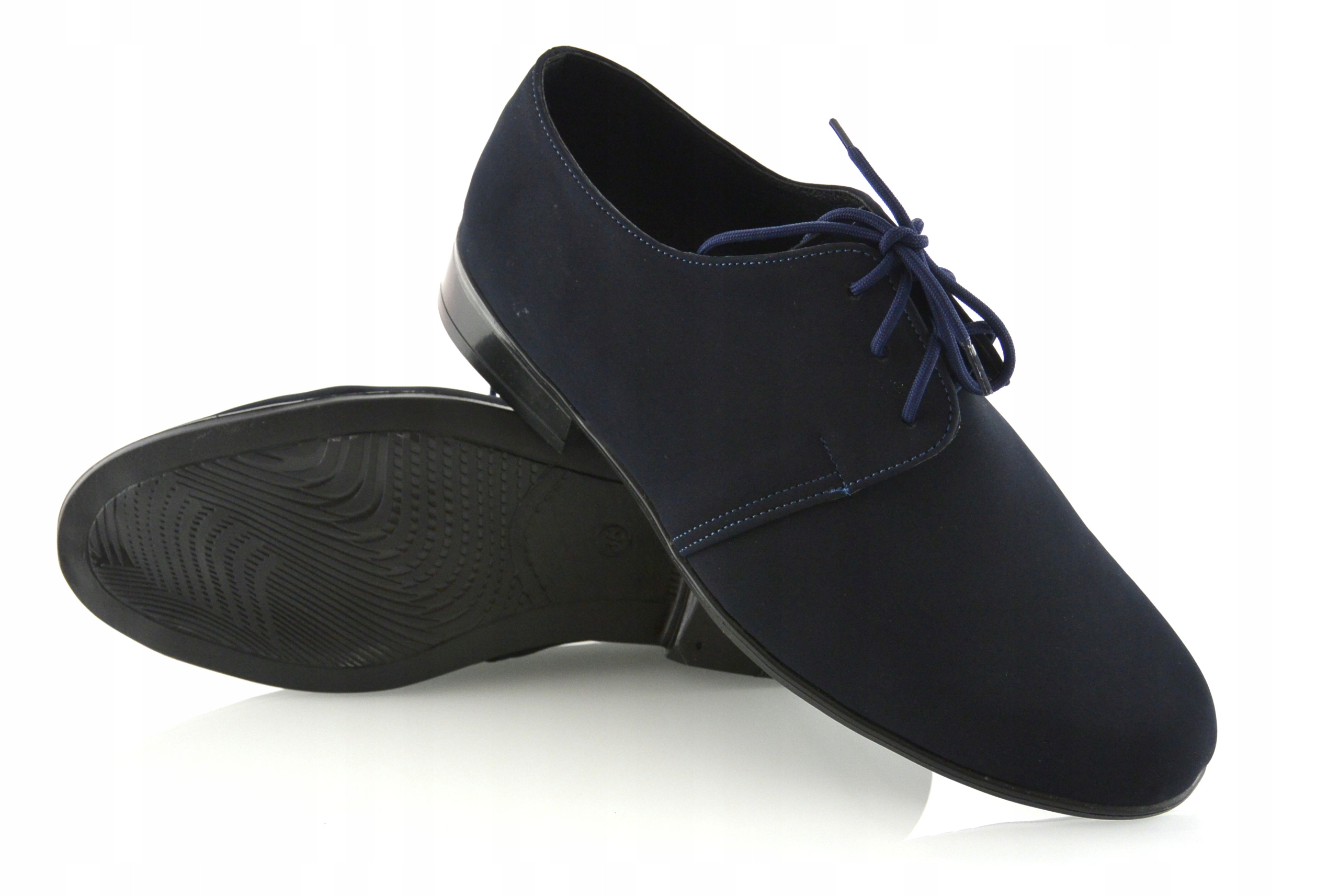 GRANATOWE mokasyny NUBUK półbuty wizytowe Pl 33 Materiał nubuk