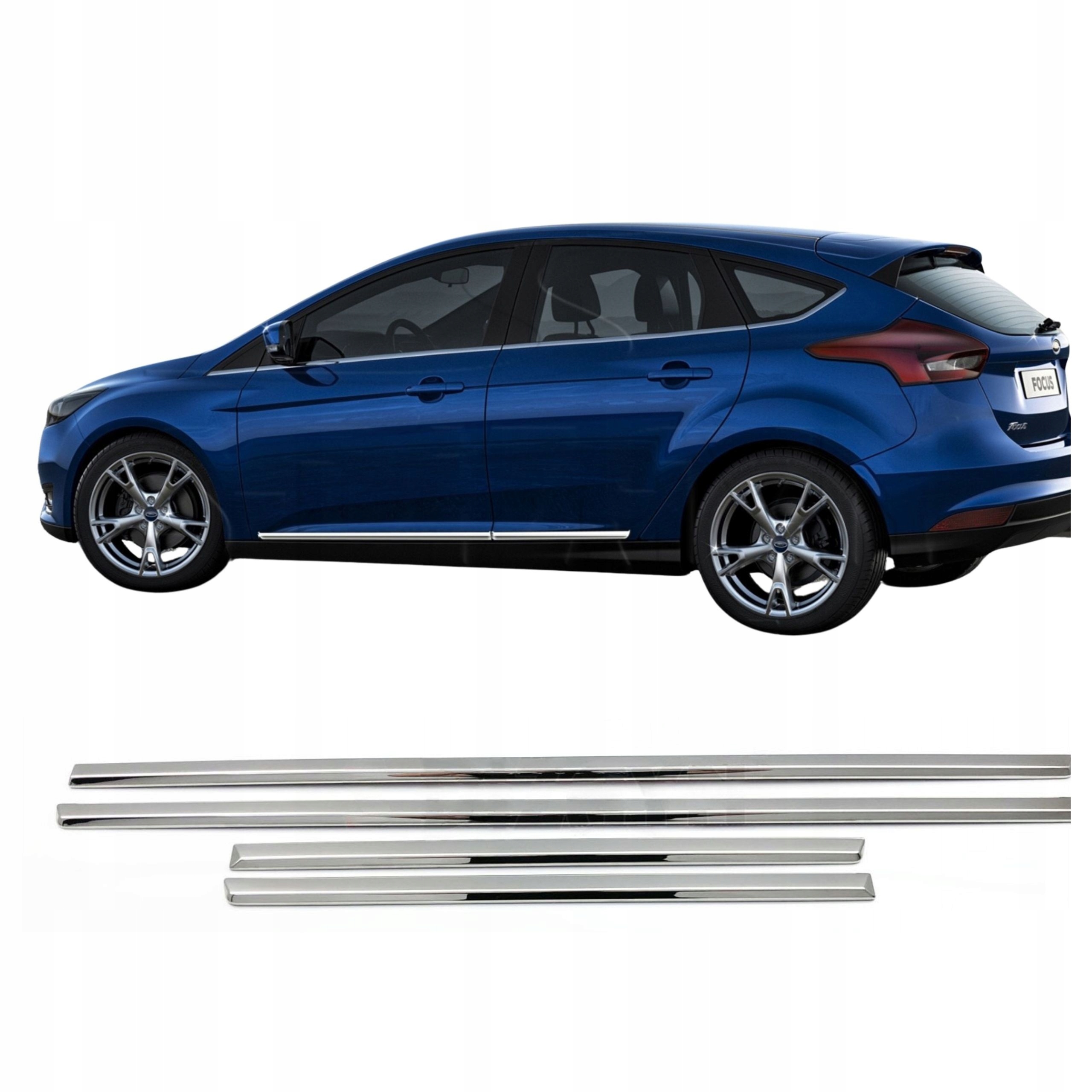 Bočné lišty na dvere nerezová oceľ chróm Ford Focus 2011-2017 Hatchback