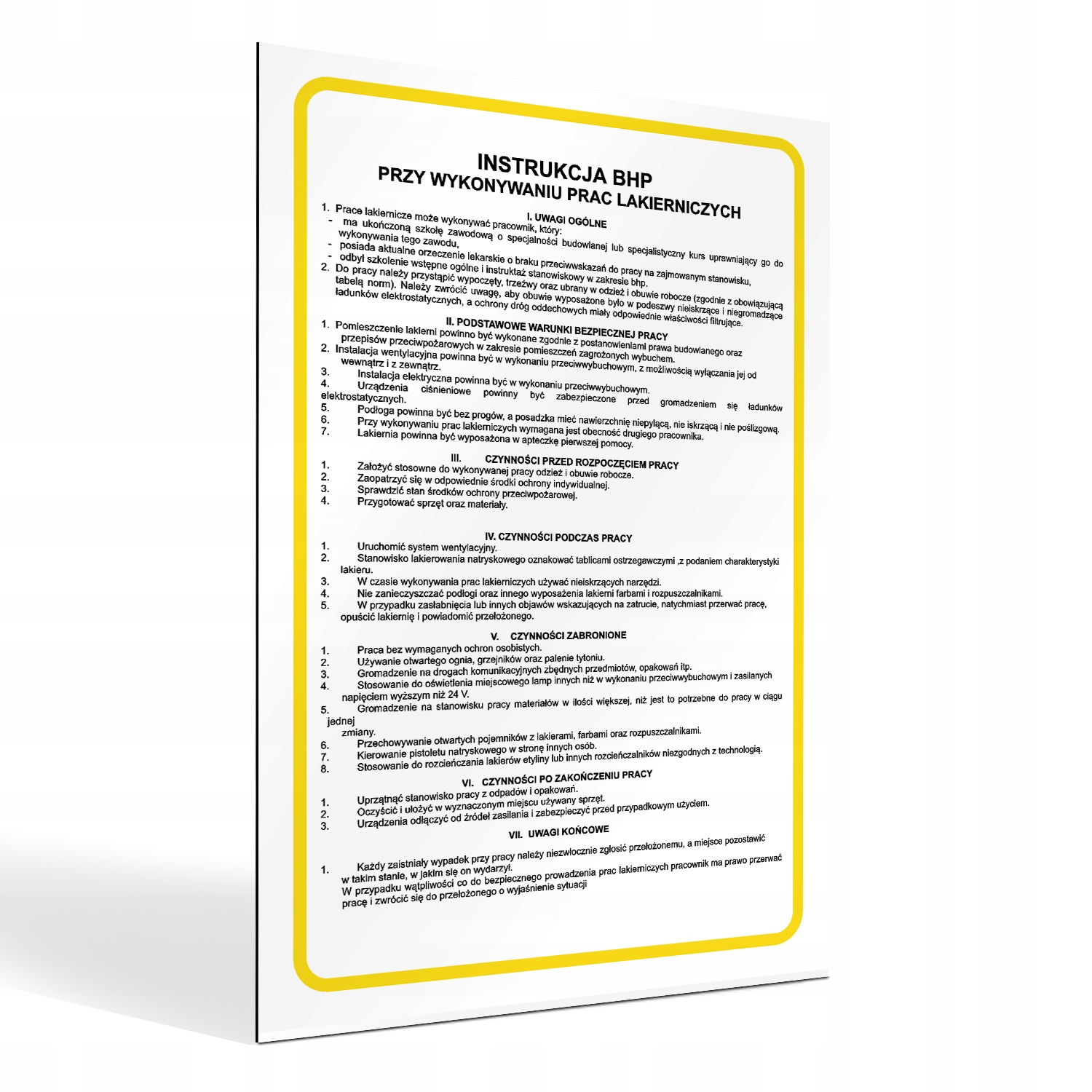 

Tabliczka Insturkcja Bhp Prace Lakiernicze 21x32