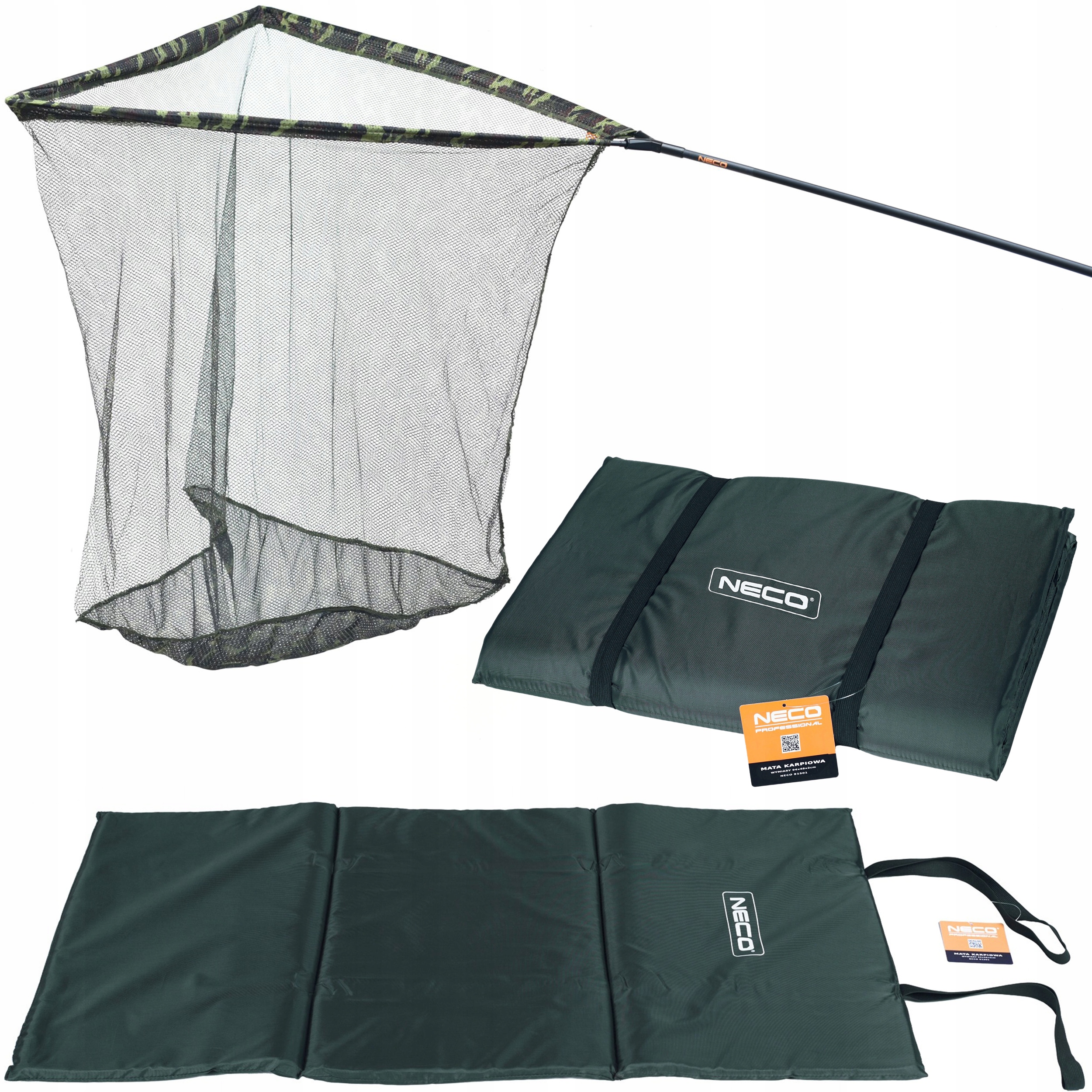 Rybářský Set Velký Podběrák Maskáčový Kaprová Podložka Na Odháčkování