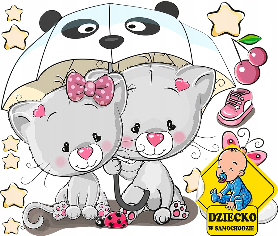 

XXL Duża Naklejka na ścianę Koty Kotki 115x135