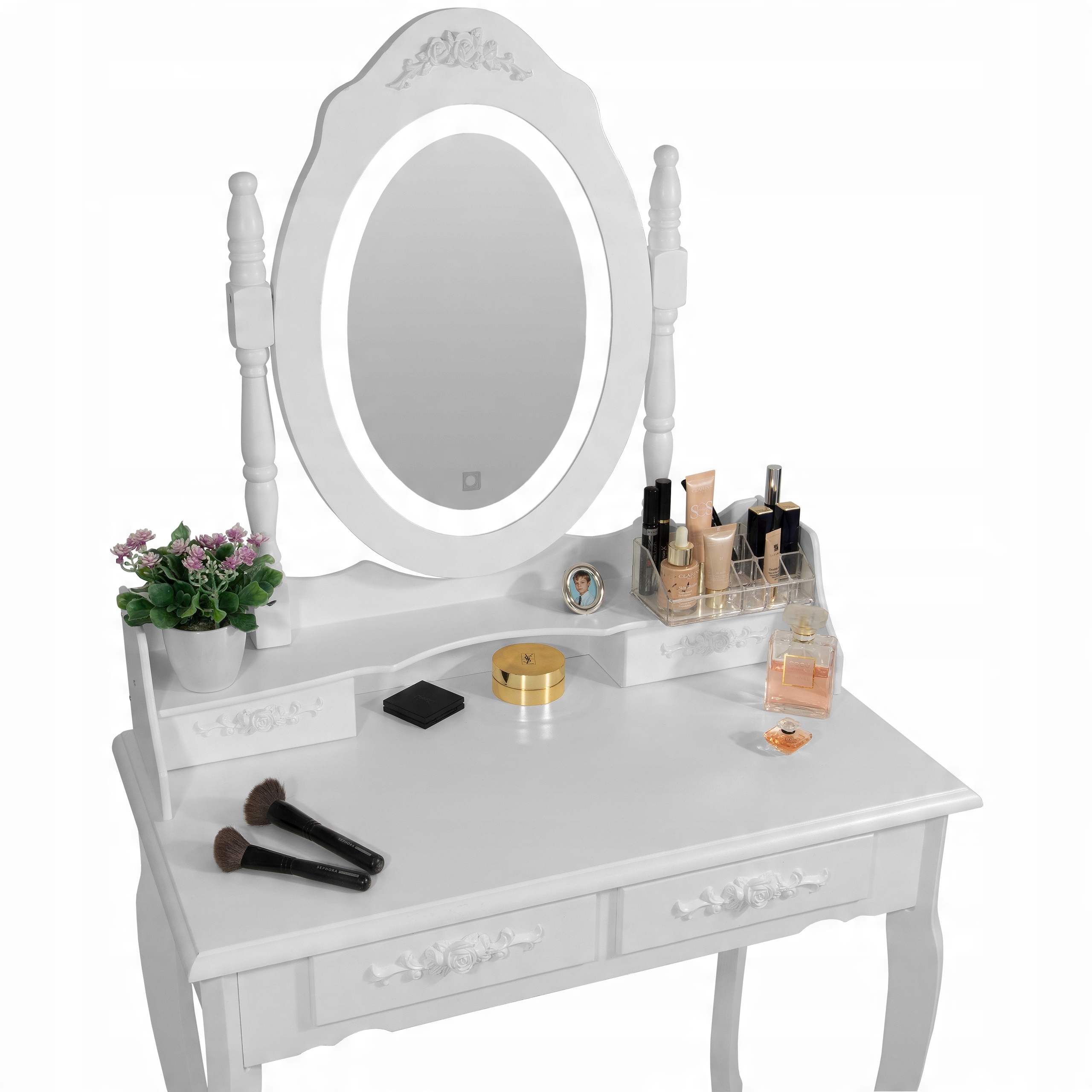 

Toaletka Kosmetyczna Z Lustrem Led Sensor +taboret