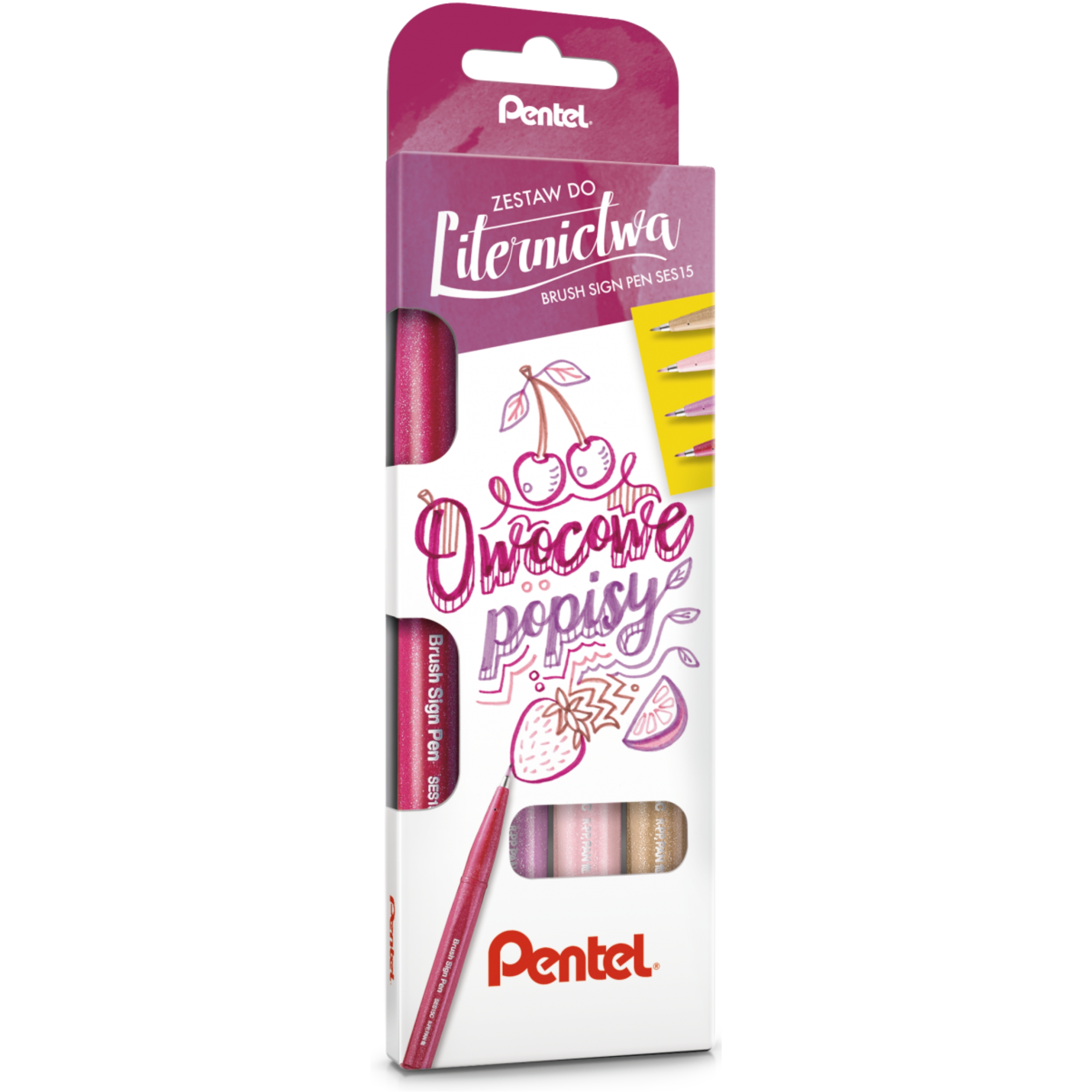 

Pisaki Markery Pentel Brush Sign Pen SES15 4KOLORY