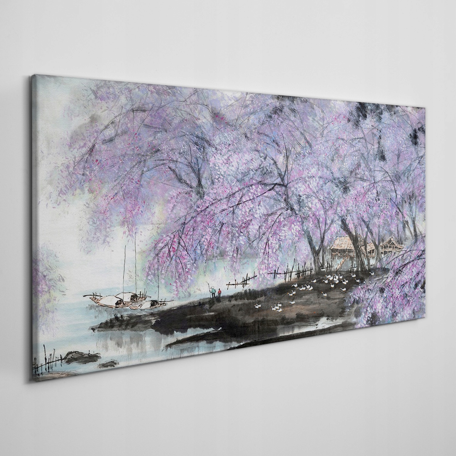 

Obraz na płótnie Drzewa kwiaty łodzie 120x60 cm