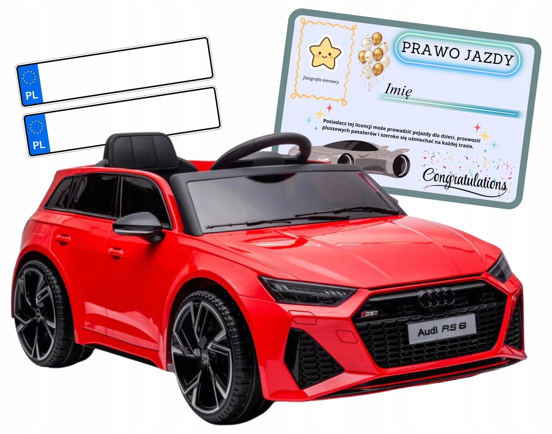 Auto akumulator 4x4 100W skóra pilot Eva samochód dzieci Audi RS6 czerwony