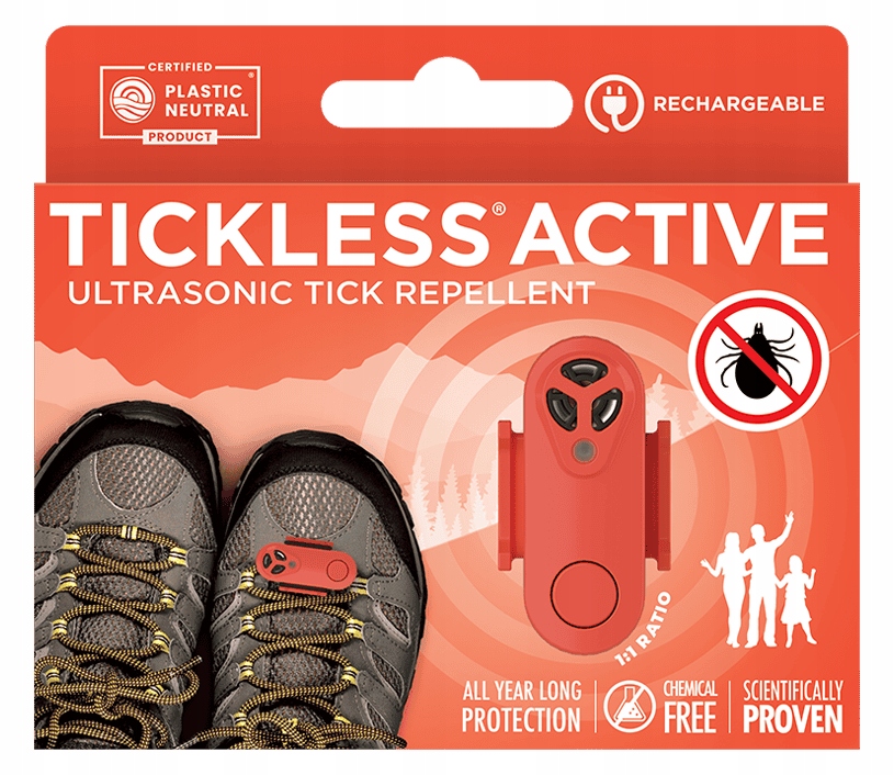 Tickless Active – Ultrazvuková ochrana pred kliešťami, kliešťami, červená
