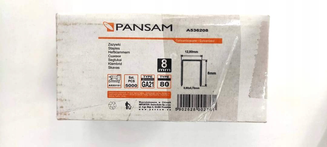 zszywki typ 80,8 mm, 5000 szt. Marka Pansam