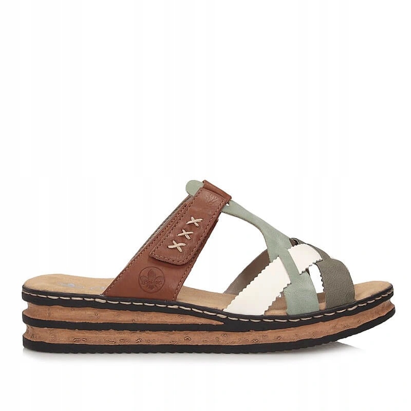 Nazouváky pantofle Rieker 62989-90 barevné, zasouvací na platformě