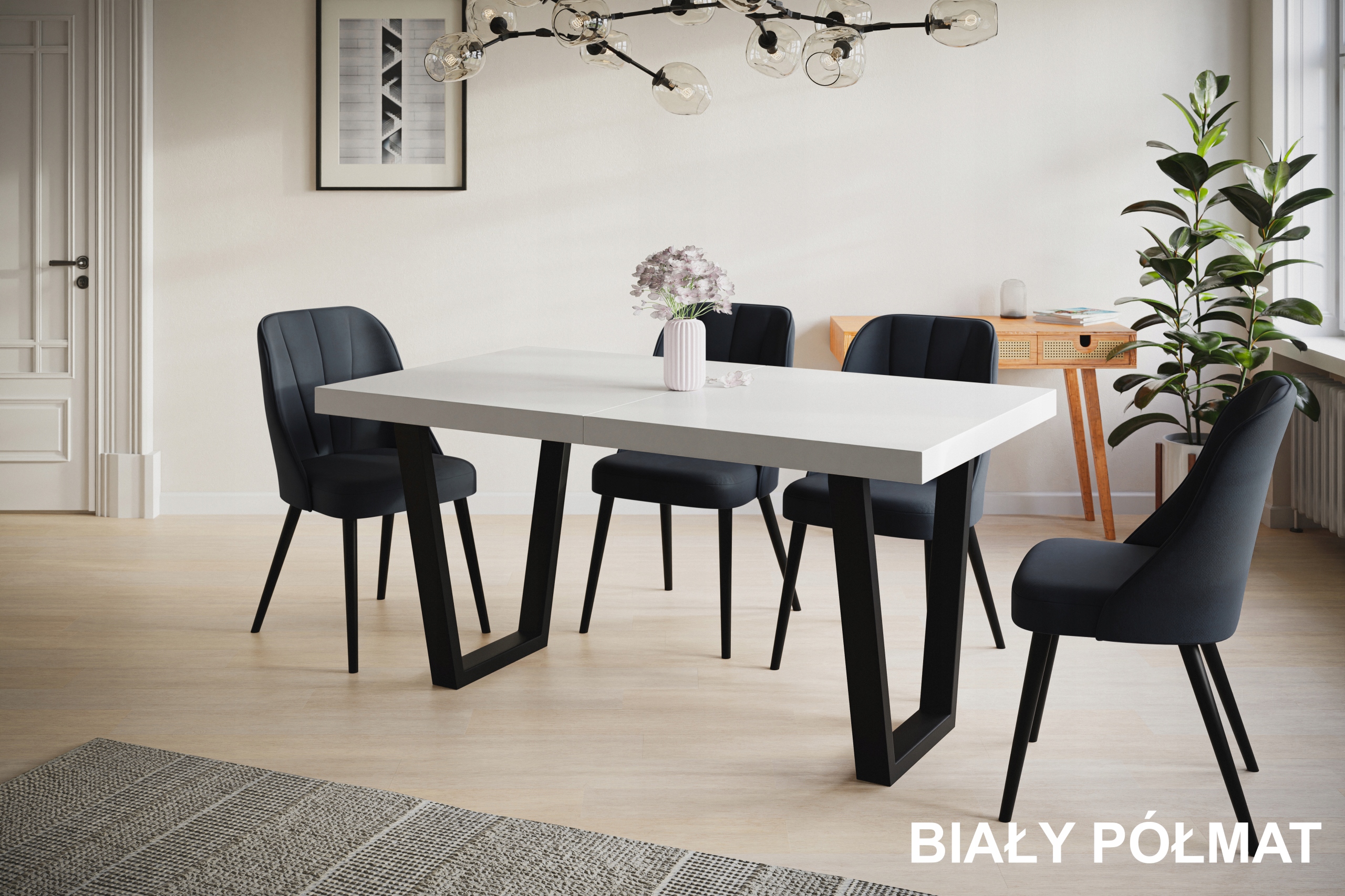 Stół rozkładany 180/280 LOFT metalowe nogi TRAPEZ Szerokość mebla 180 cm