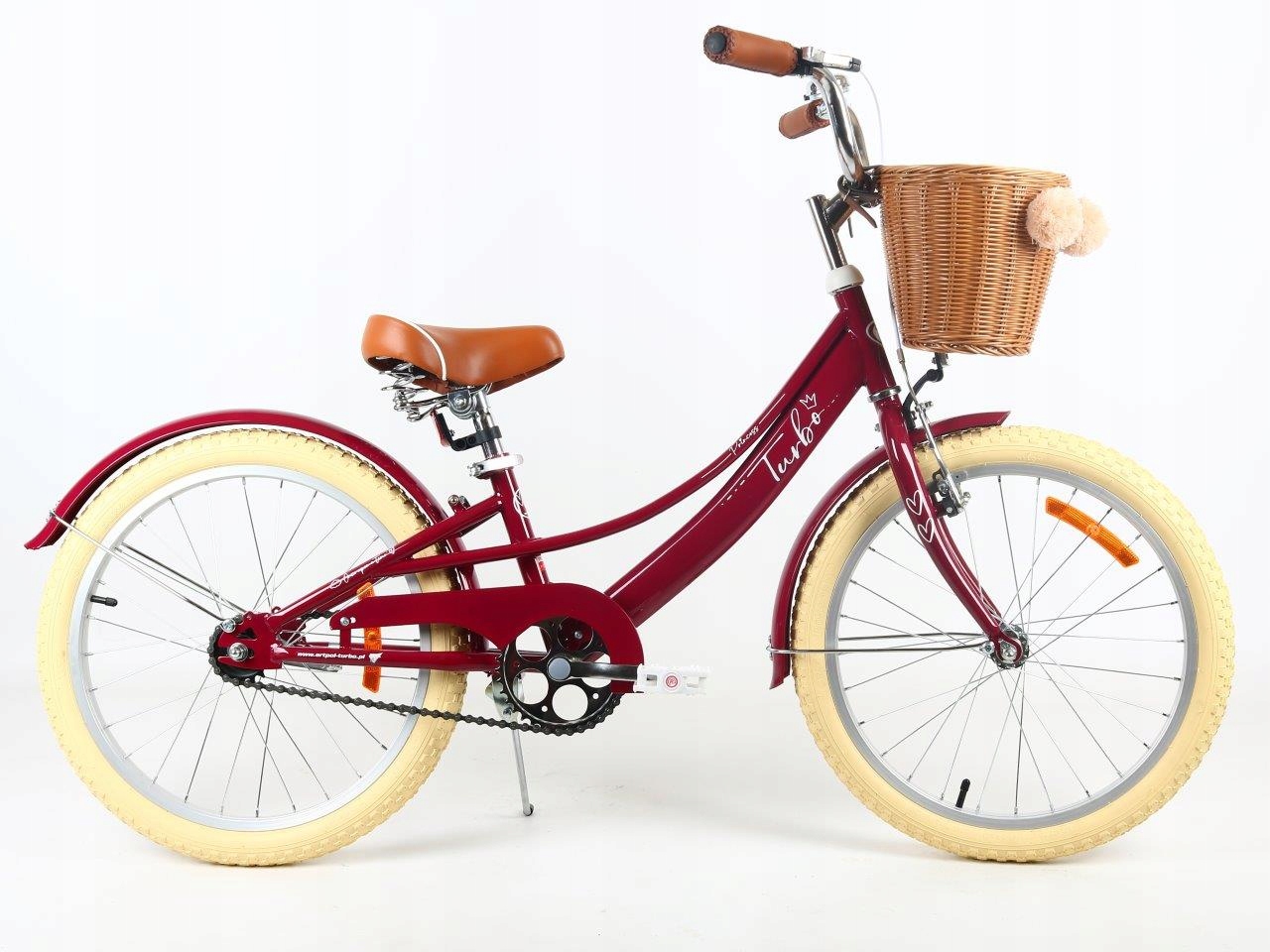 Rower dziewczęcy Princess 20" burgund fuchsia koszyk stopka błotniki Pl