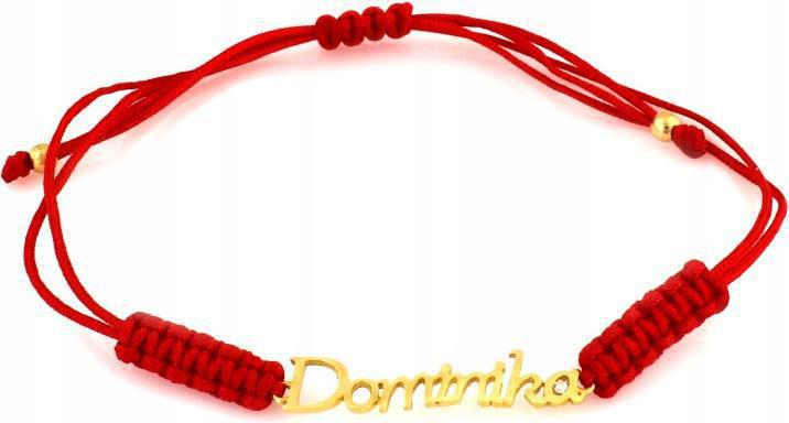 Zlatý náramek 585 Dominika jméno provázek 0,69g elegantní vzor jako dárek