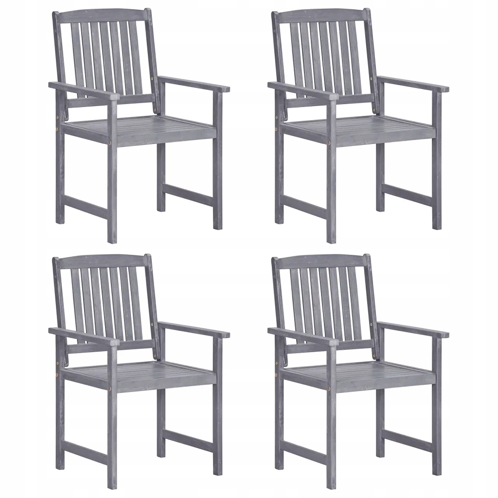Sada 4 šedých zahradních židlí z masivního akáciového dřeva 57x61x92 cm