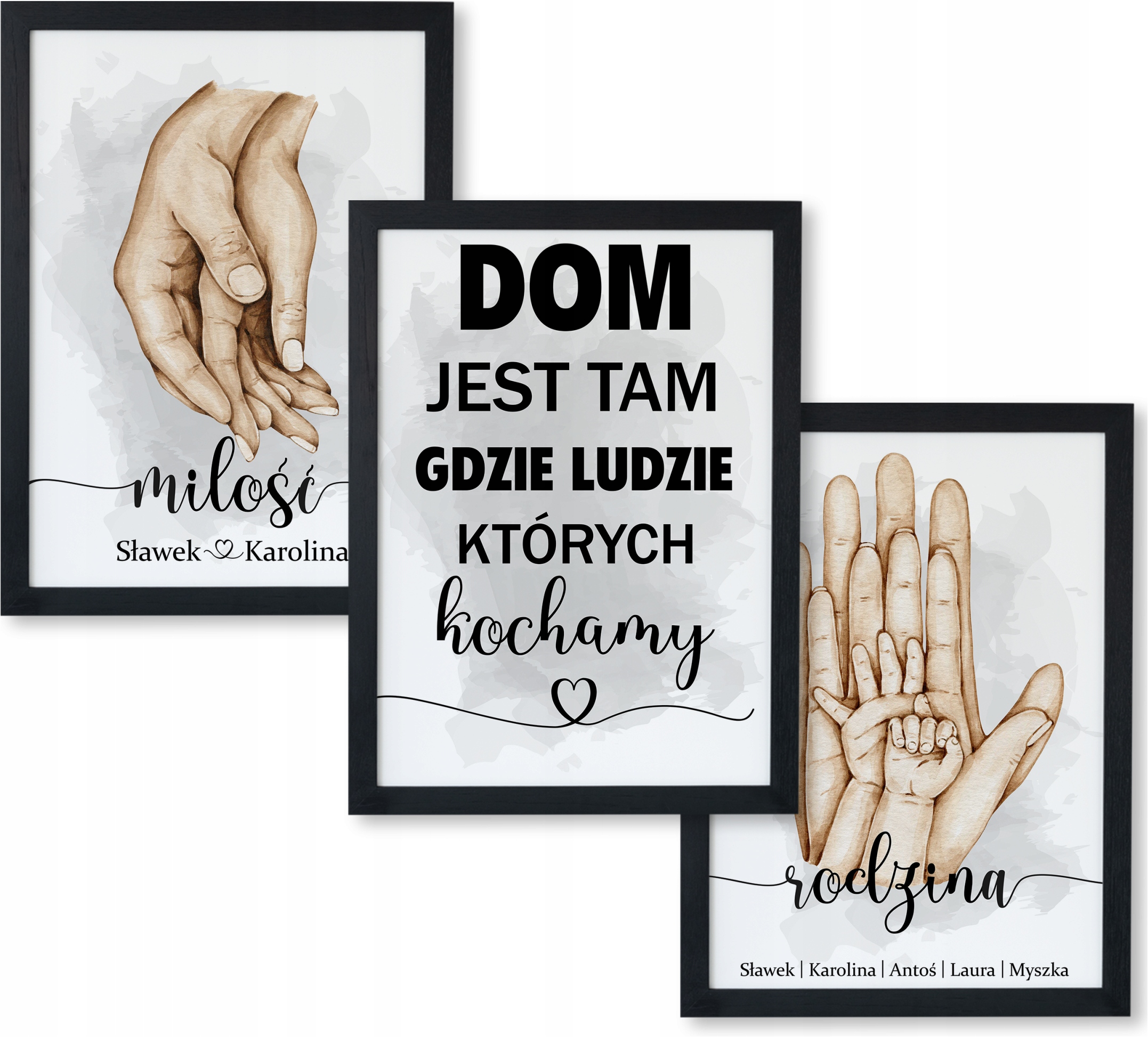 Zestaw obrazy w ramie plakat ramka dłonie rodzina miłość a3 Pr 12