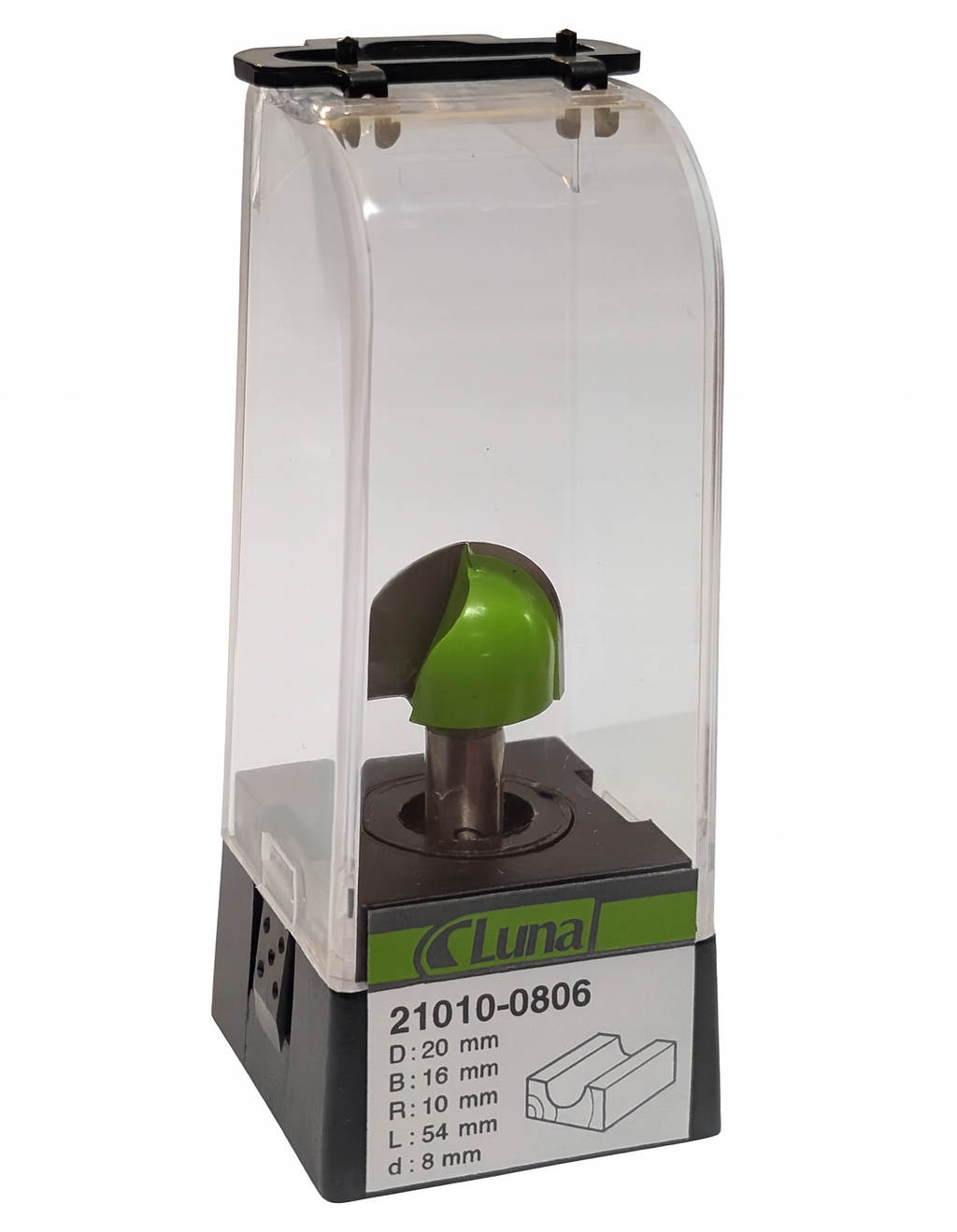 Fréza půlkruhová 20 mm H16 mm R10 mm délka 54 mm stopka 8 mm Luna