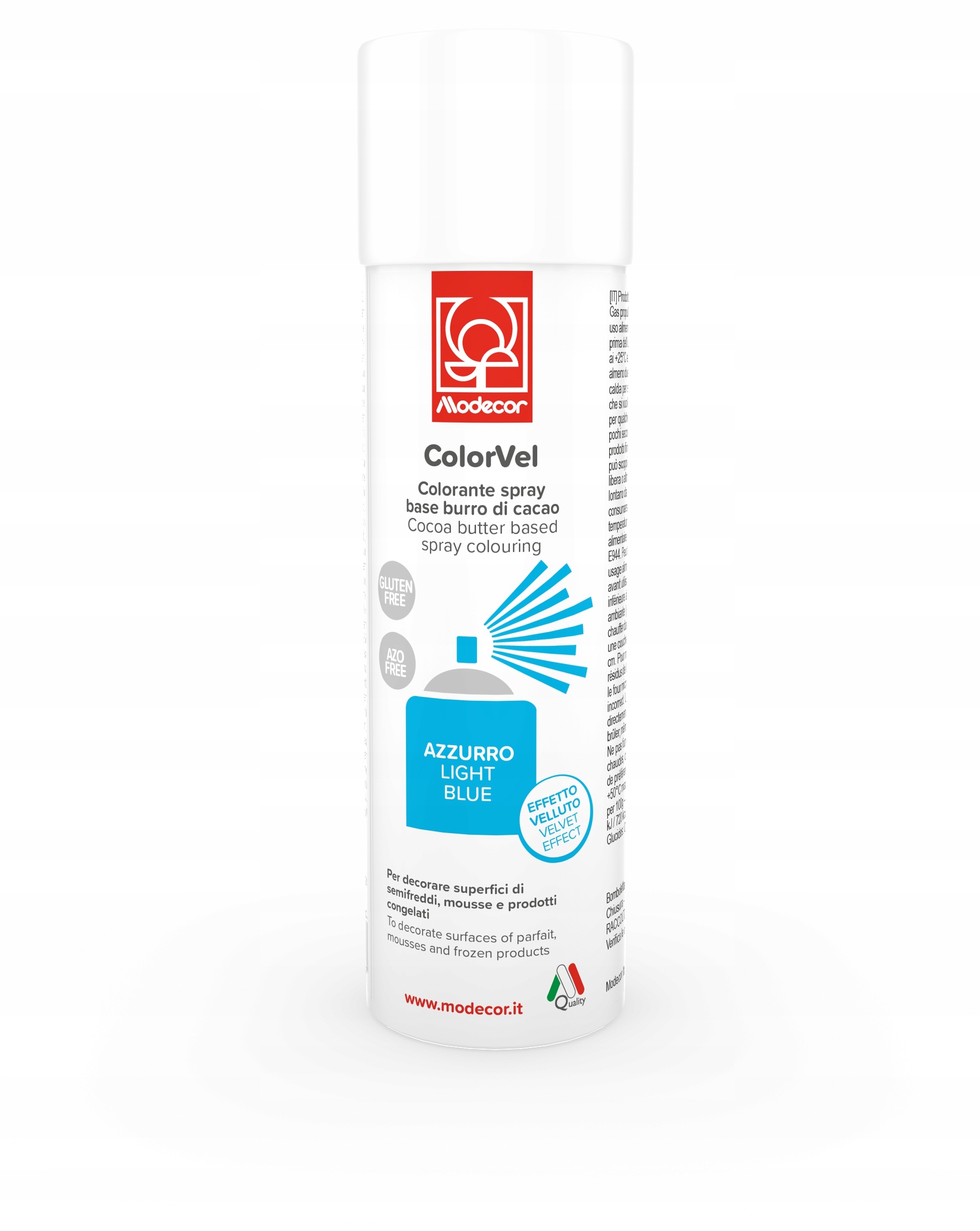 Levně Modecor Velvet Semišový Potravinářský Sprej Light Blue Modrý 250 ml 23633
