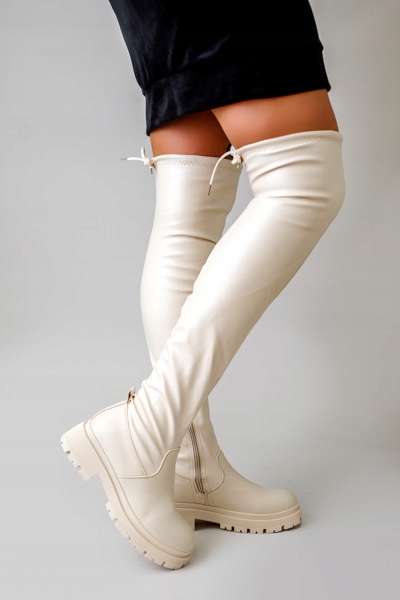 KOZAKI muszkieterki WORKERY za kolano PŁASKIE (40) Kod producenta PRETY_6509_4_BEIGE