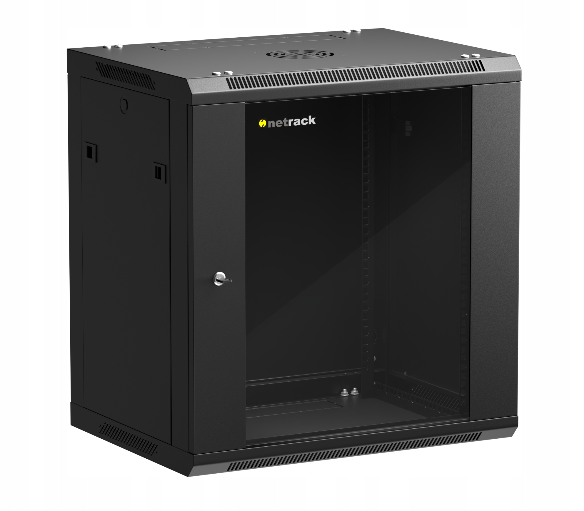 Szafa wisząca Rack 19" 12U, 450mm, Netrack F-Line, czarna, drzwi szklane,