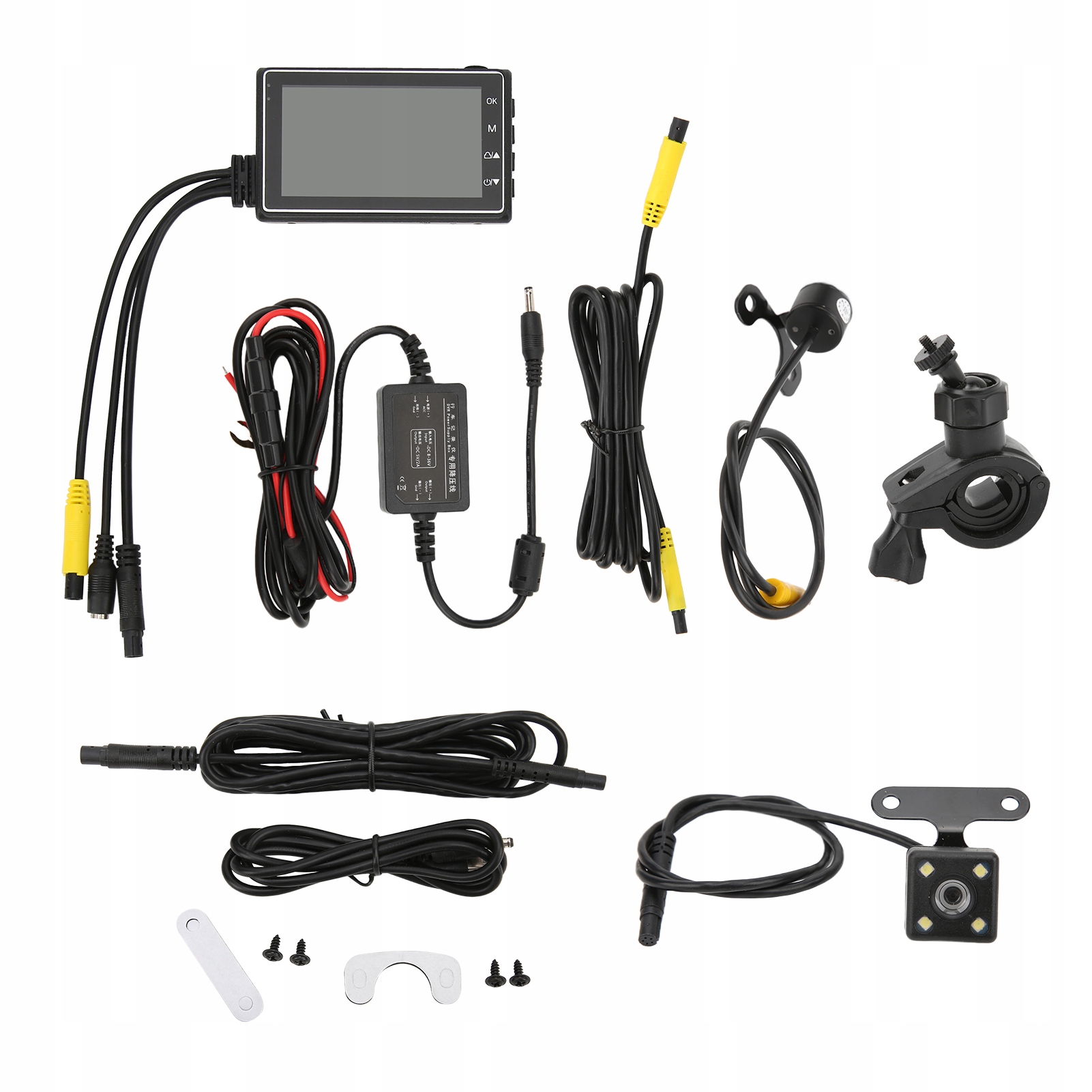 REJESTRATOR MOTOCYKLOWY 1080P+720P Z PRZEDNIĄ I TYLNĄ KAMERĄ 12-24 V