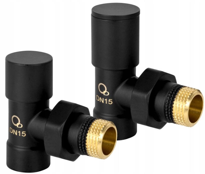 ZESTAW GRZEJNIKOWY ODCINAJĄCY KĄTOWY 1/2 CZARNY ZESTAW ZAWORÓW DO GRZEJNIKA