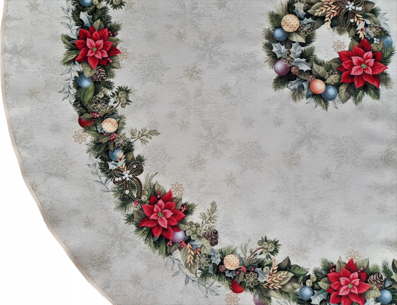 Ubrus kulatý 165 cm s vánočním věncem 1325