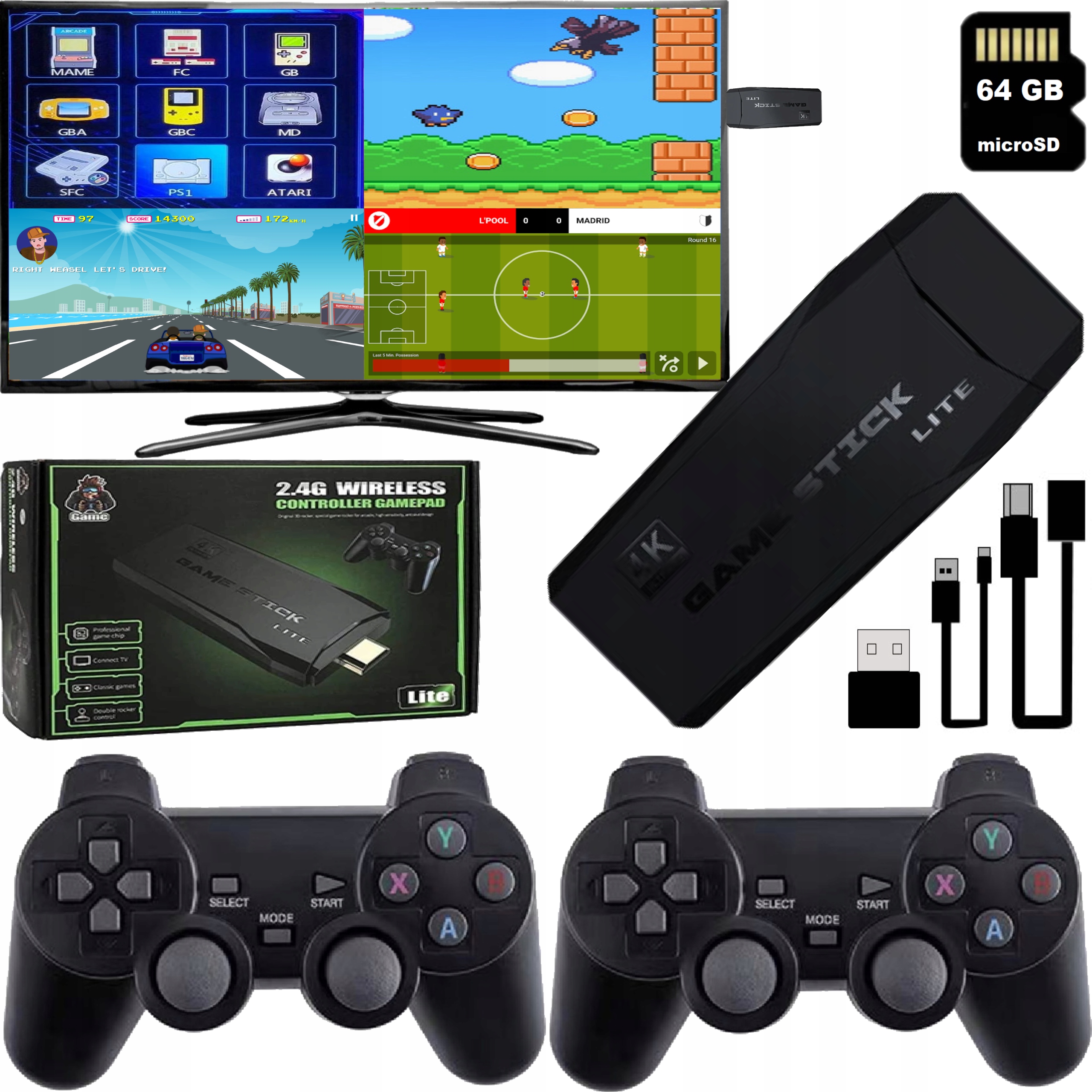 GRA TELEWIZYJNA KONSOLA RETRO MINI + 21000 GRY VIDEO EMULATOR + 2 PADY HDMI