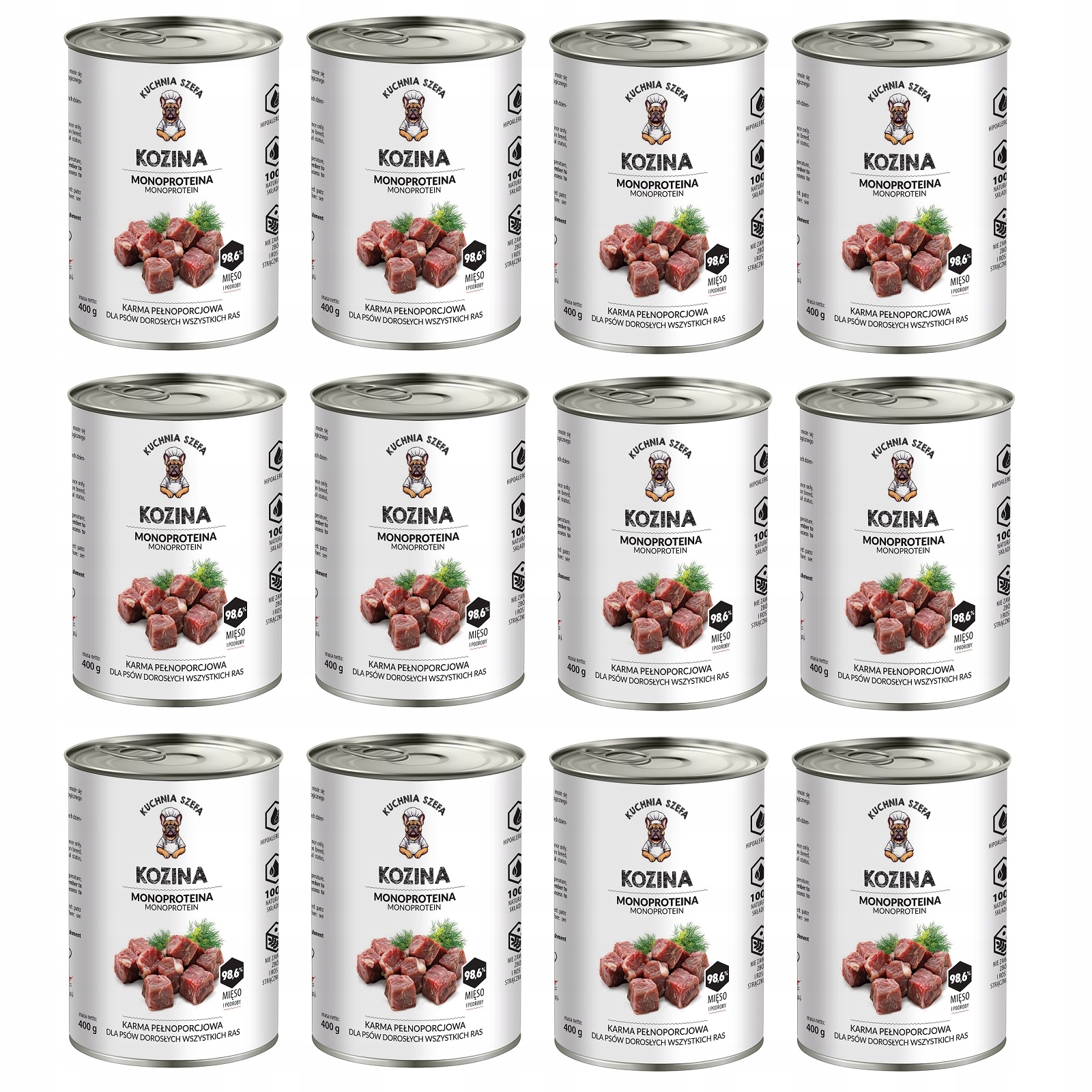 Kuchnia Szefa Mokra Karma Dla Psa Monoproteinowa Kozina Puszka 12x400g