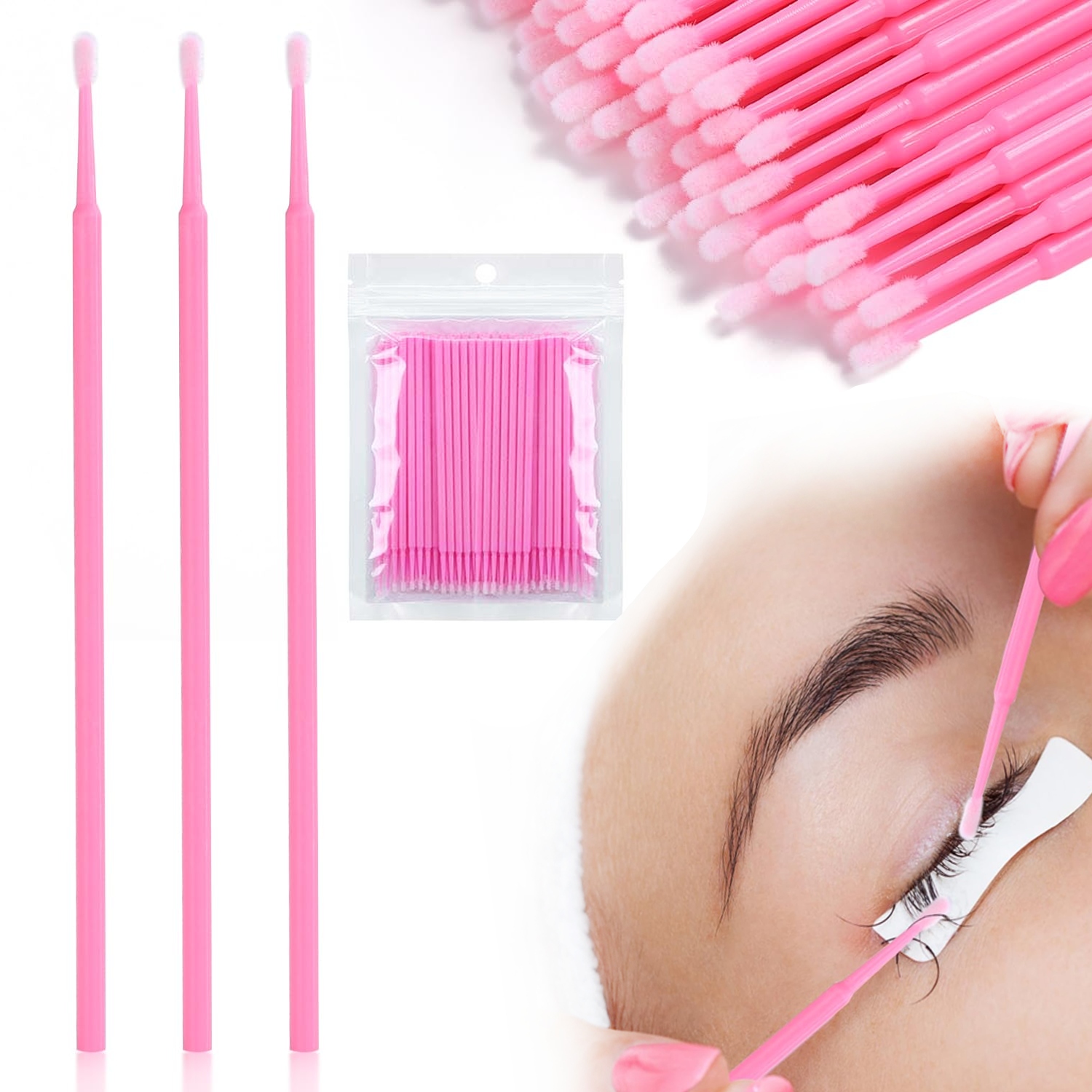 Mikroaplikatory BEZWŁÓKIENKOWE mikro aplikatory do rzęs 100szt patyczki Rodzaj aplikatory