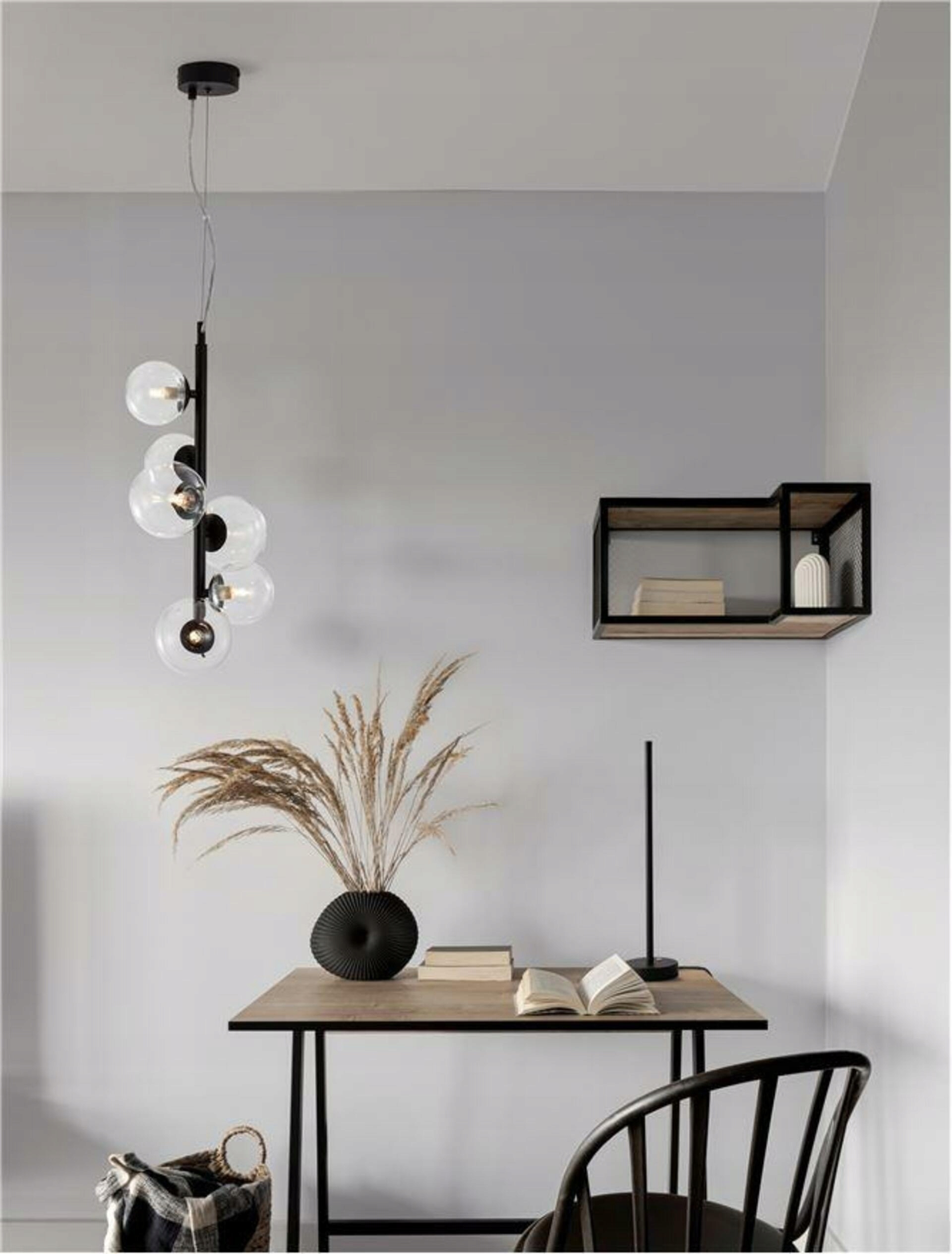 Nova Luce závěsné svítidlo Odillia matný černý kov a sklo G9 6x6W 230V IP20