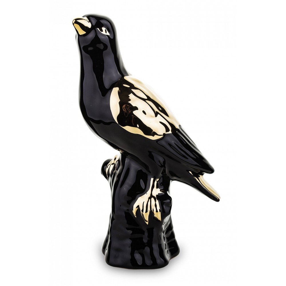 

Figurka Ptak Czarny Złoty 21x12x7cm Ceramiczna