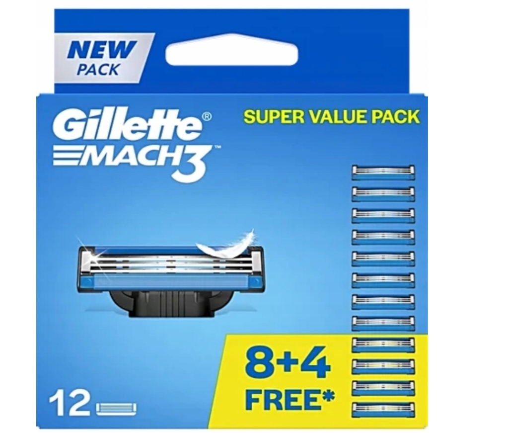 Gillette Wkłady MACH3 12 Sztuk Oryginalne Ostrza Do Maszynek Do Golenia-Zdjęcie-0