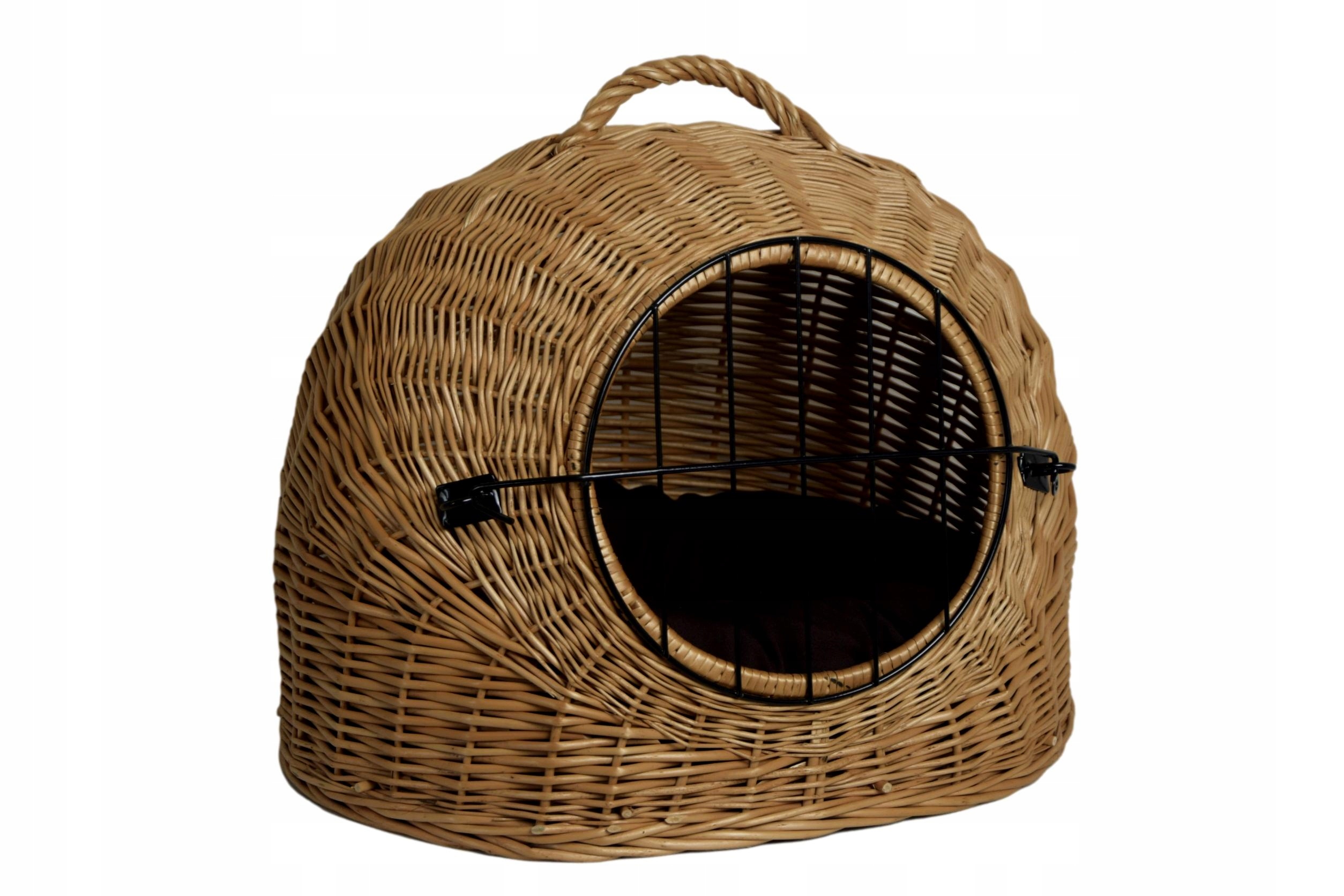 B.duży transporter wiklinowy Leżak Kosz kojec poduszka czarna