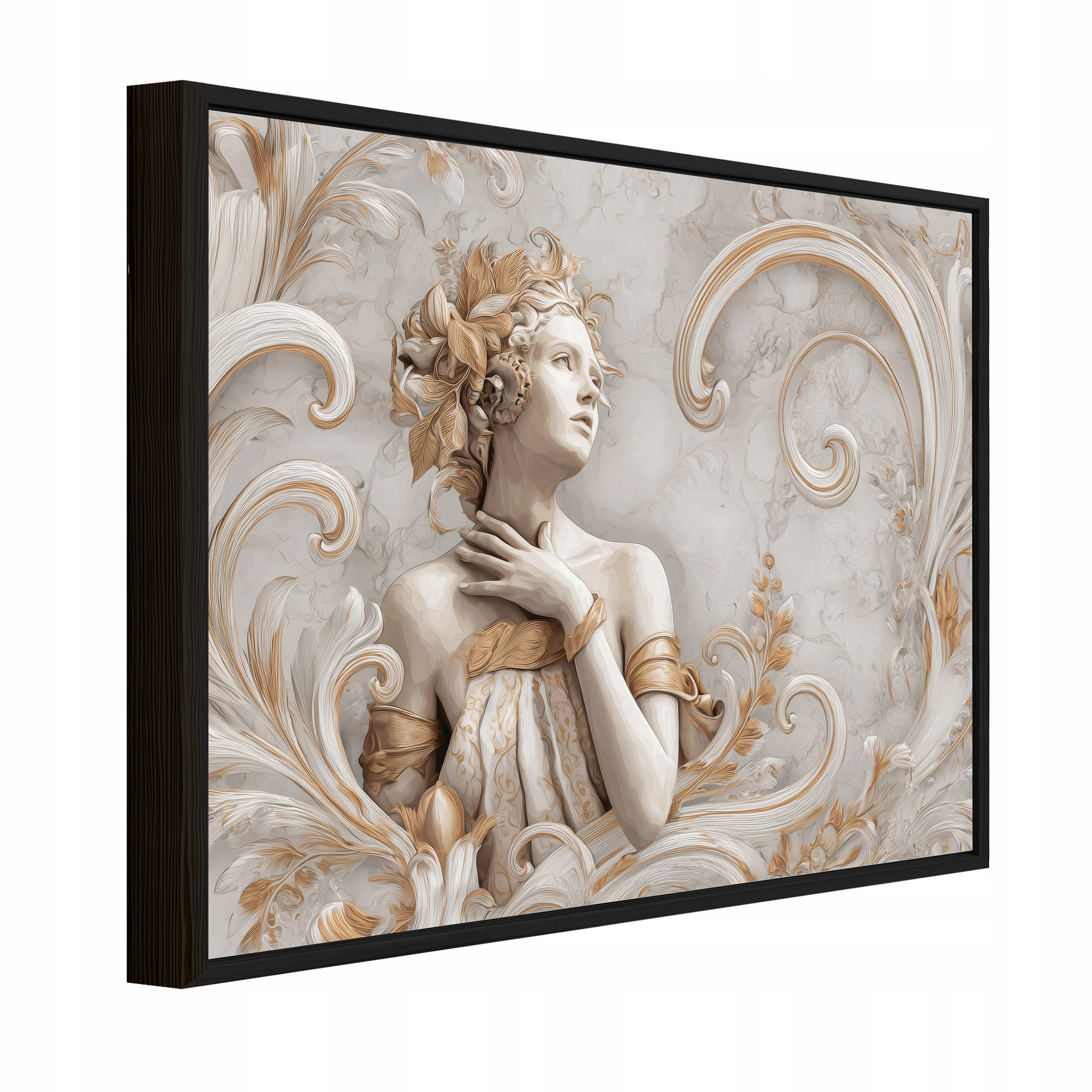 Nástěnný Obraz V Rámu Dekorace Žena Mramor Zlatý Béžový 3D 100x70